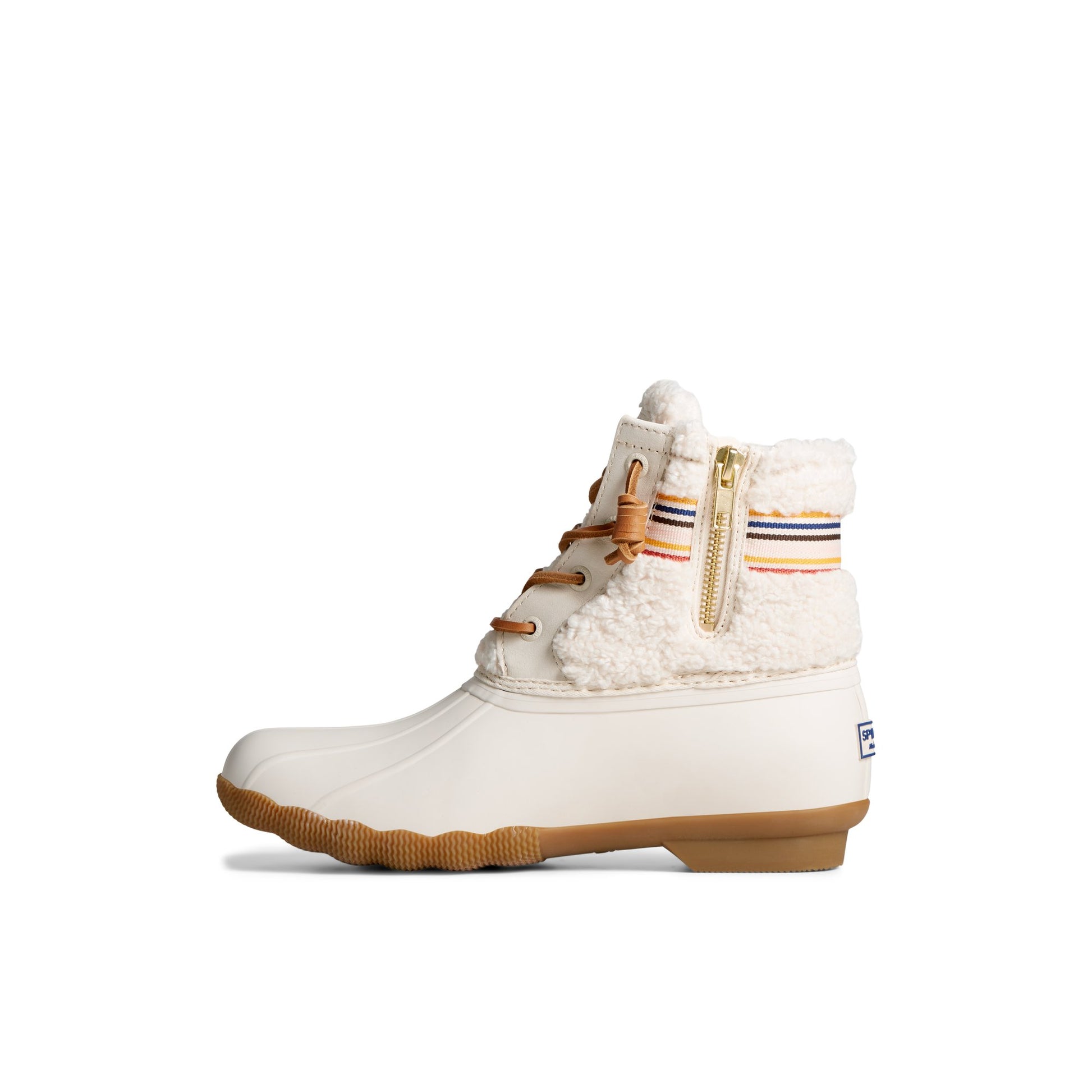 Side view of Bone Saltwater™ Rainbow Sherpa Duck Boot Duck Boots