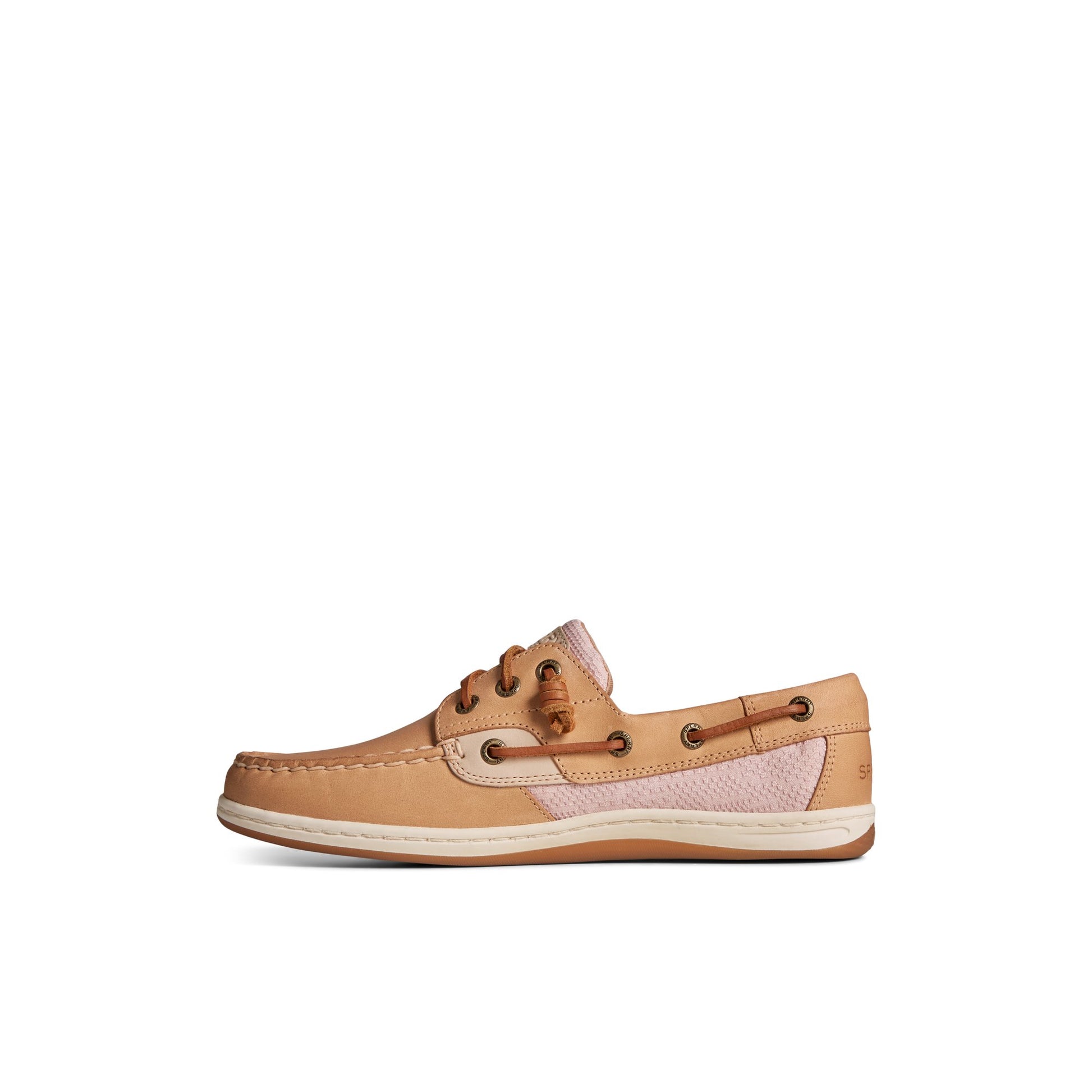 Side view of Medium Beige Songfish Jacquard Boat Shoe Boat Shoes