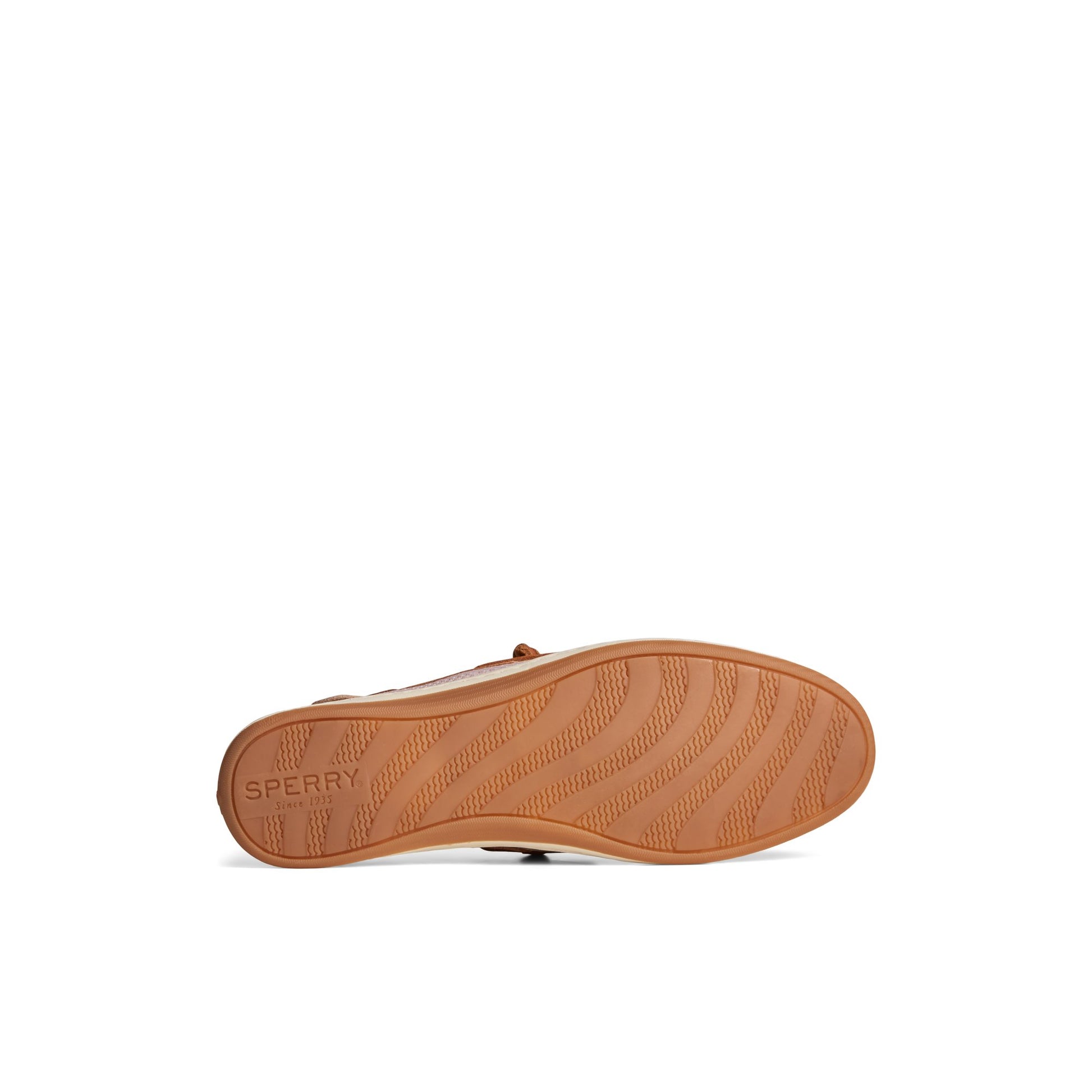 View of Medium Beige Songfish Jacquard Boat Shoe Boat Shoes's sole