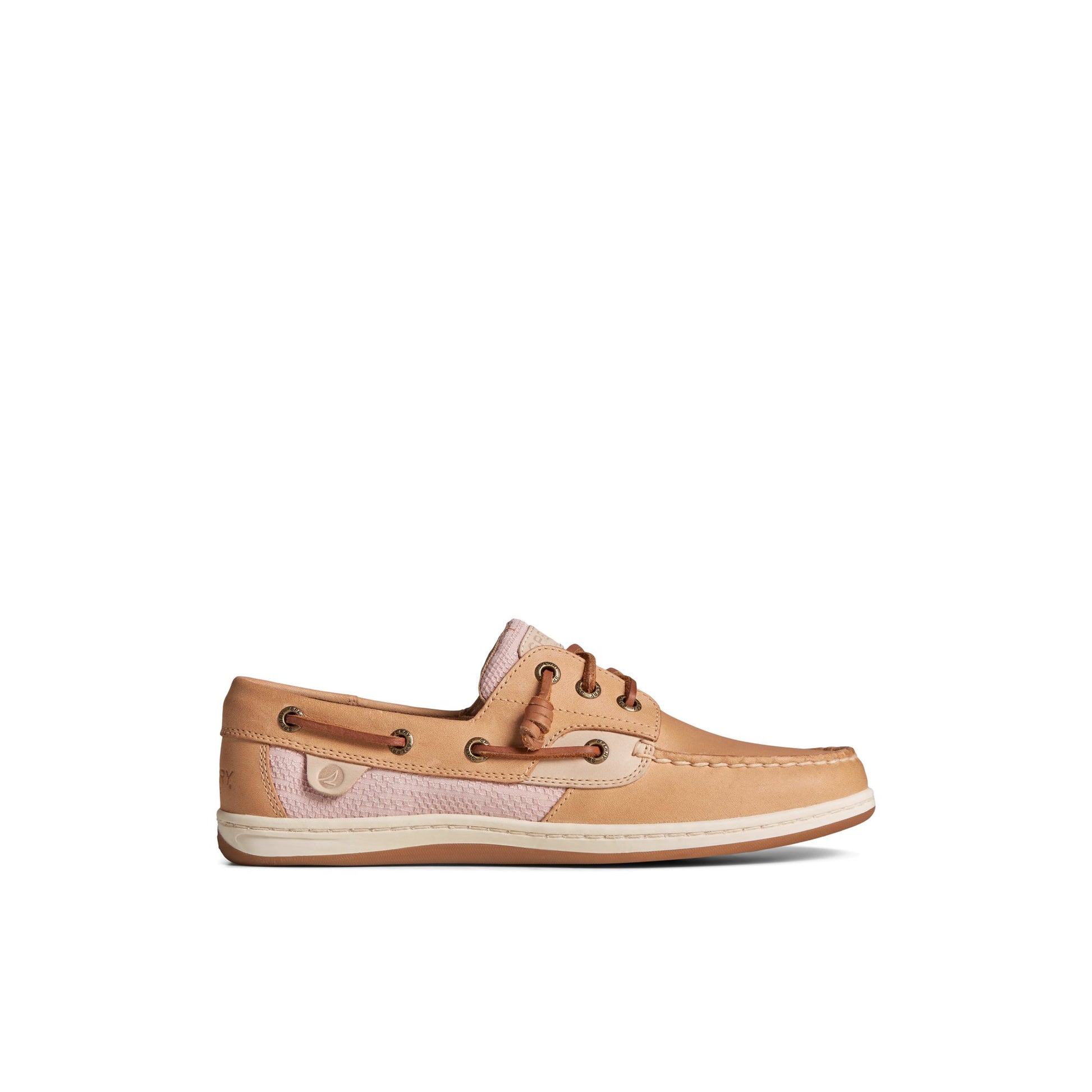 Main View of Medium Beige Songfish Jacquard Boat Shoe Boat Shoes for Womens