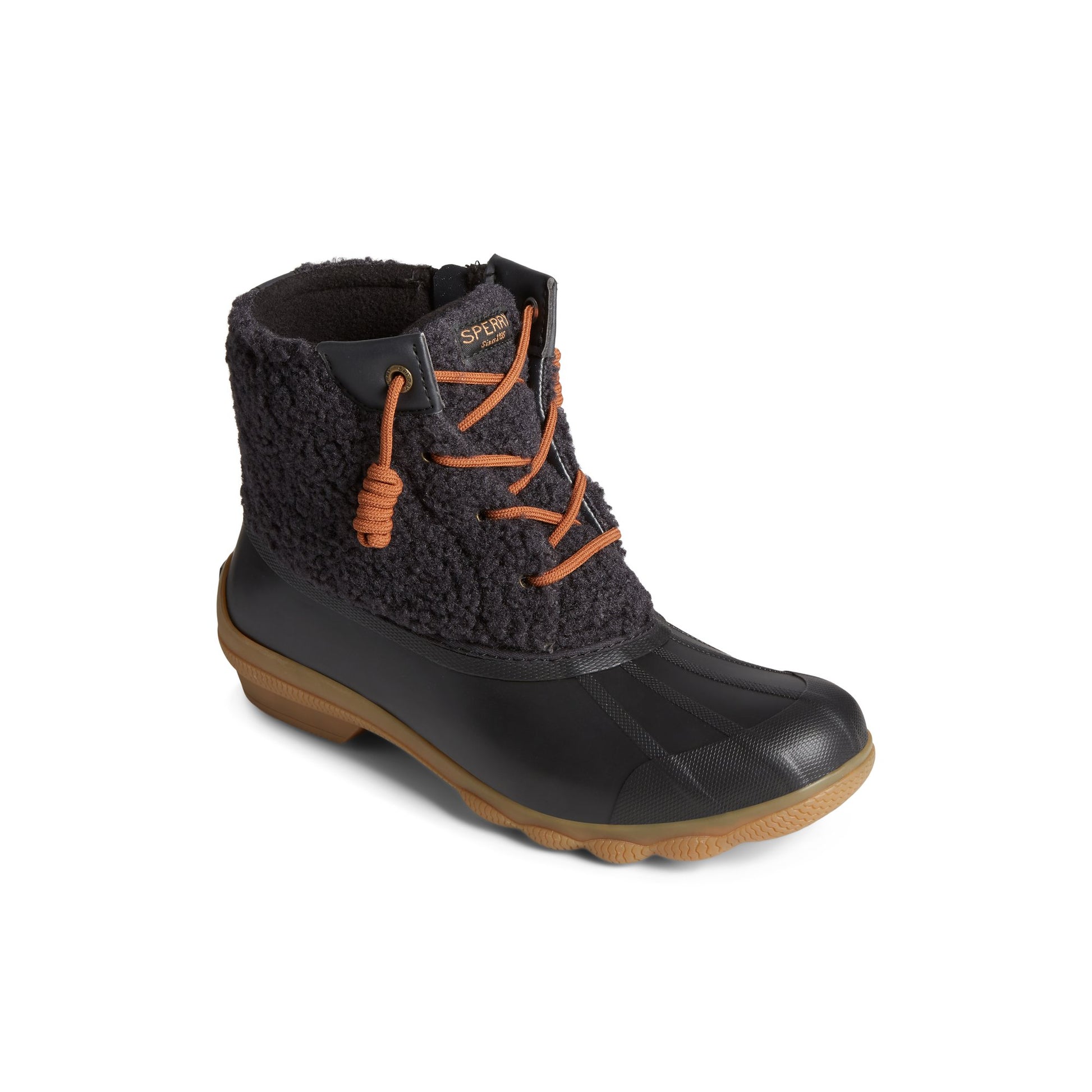 Three-quarter angle of Black Syren Gulf Duck Boot Duck Boots's front side