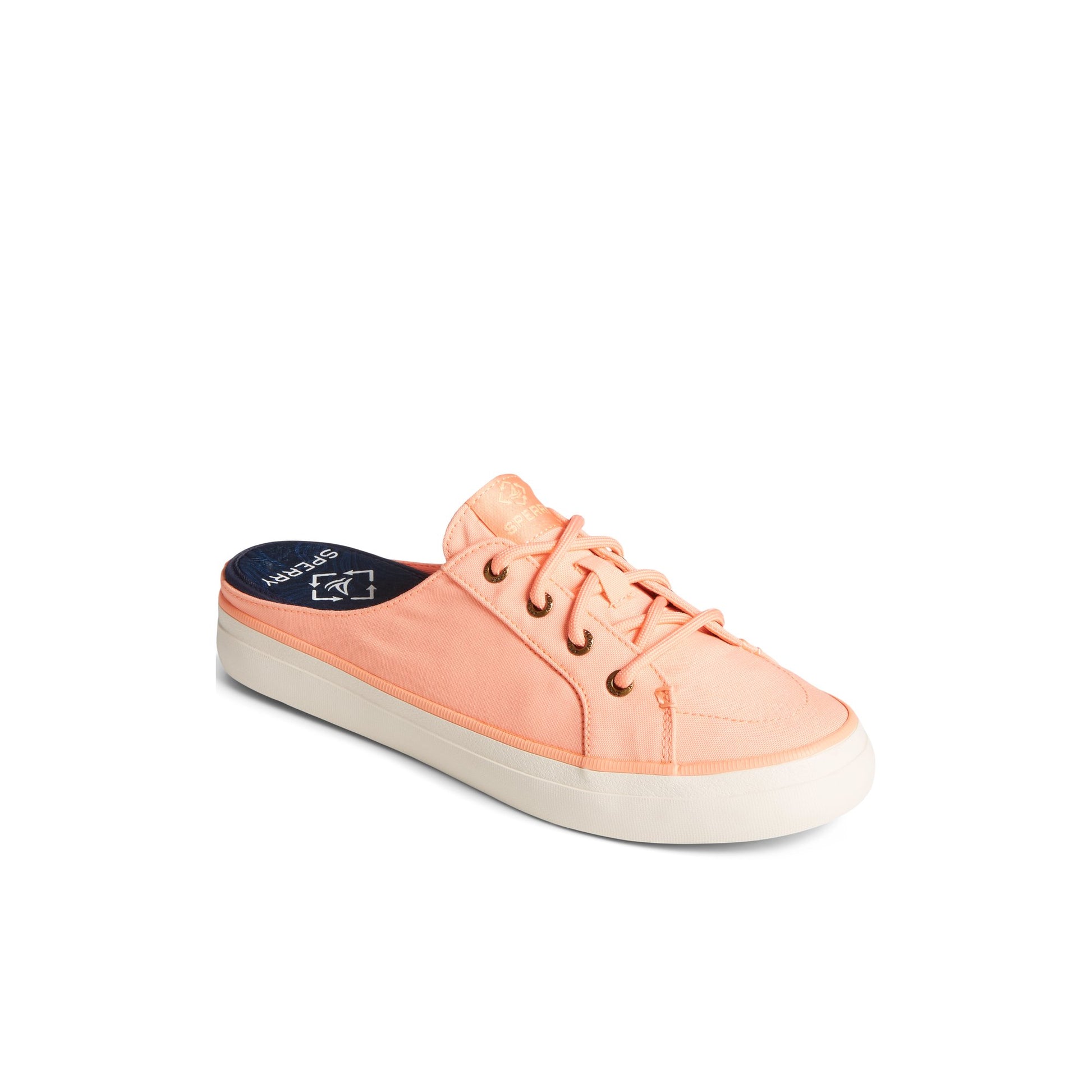Three-quarter angle of Light Pink SeaCycled™ Crest Vibe Pastel Mule Sneaker Sneaker Mule's front side