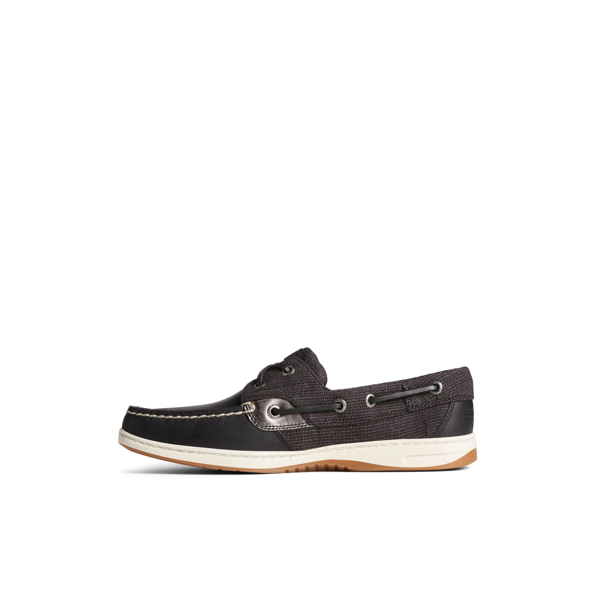 Side view of Black Bluefishdnim_wm Boat Shoes