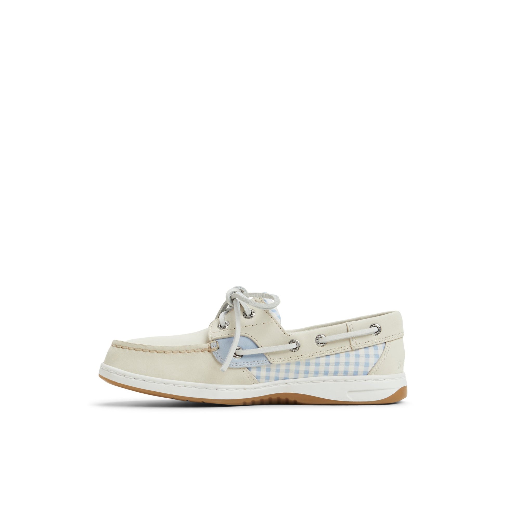 Three-quarter angle of Light/pastel blue Bluefish 2 Eye Boat Shoe Boat Shoe's back side