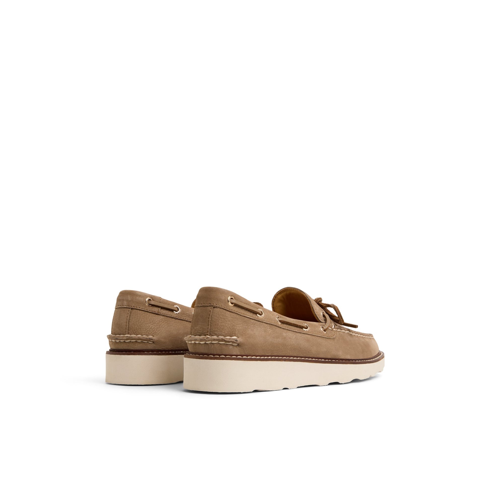 Three-quarter angle of Other Beige Gold Cup™ Vibram Boat Shoe Driver Loafer Casual Shoes's front side