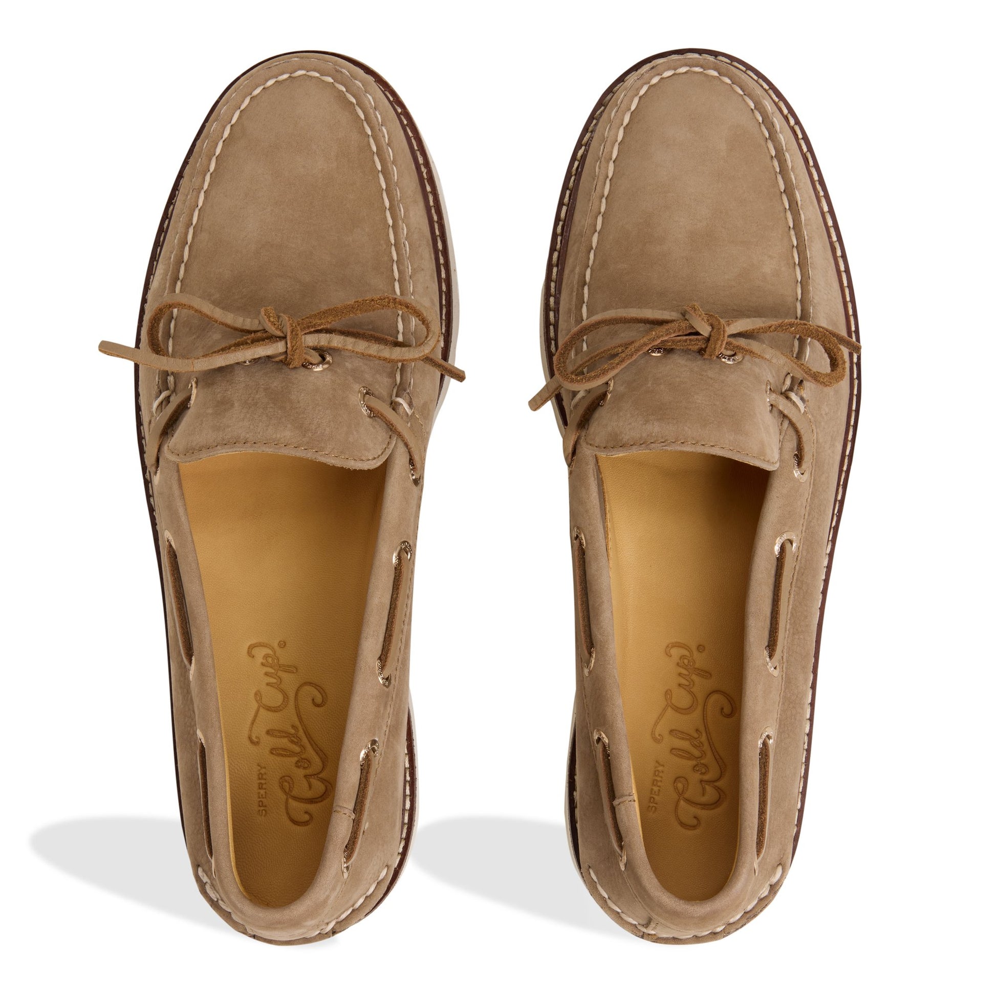 Top-down view of the Other Beige Gold Cup™ Vibram Boat Shoe Driver Loafer Casual Shoes