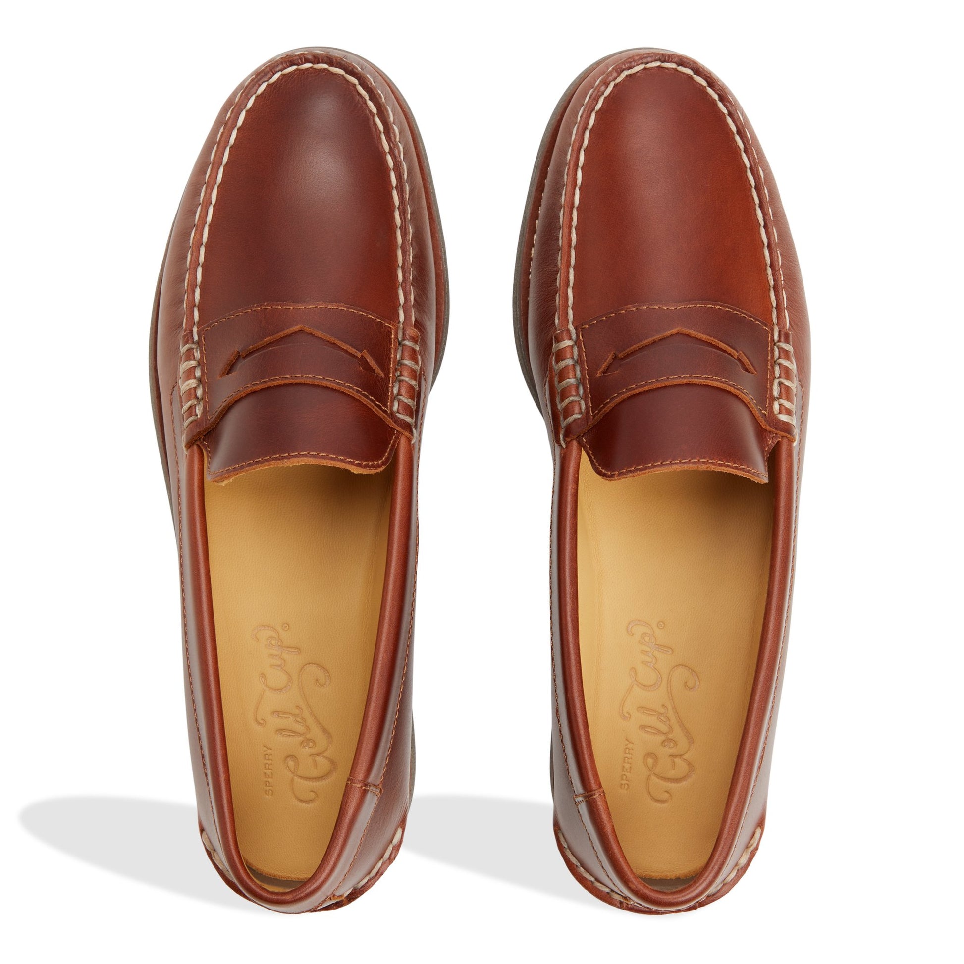 Top-down view of the Tan Cambridge Loafer Loafer Moccasin Casual Shoes