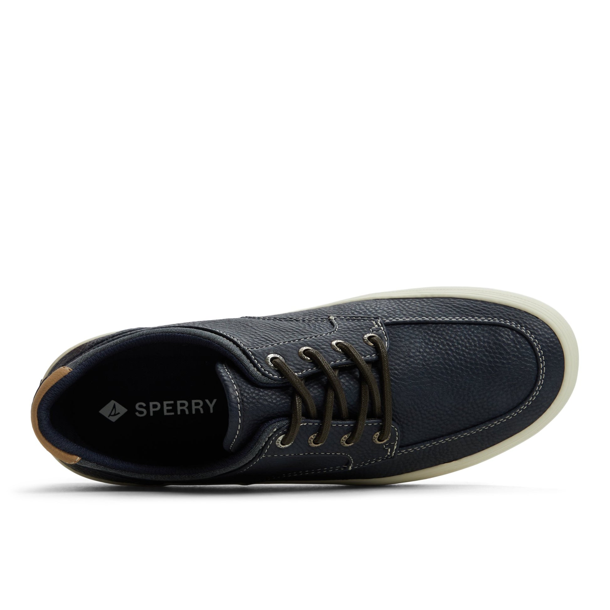 Top-down view of the Navy Moc Striper Sneakers Low Top Sneakers