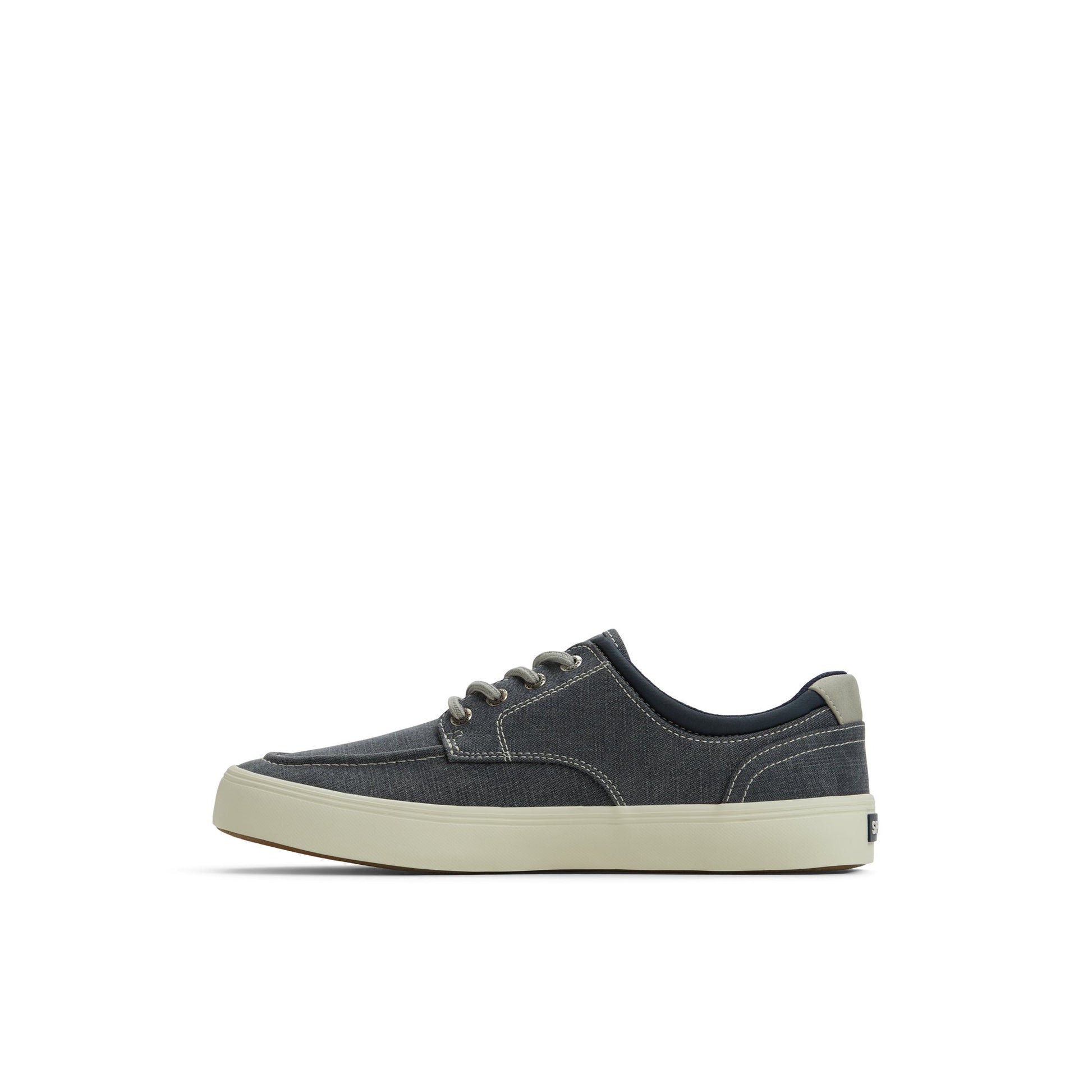 Three-quarter angle of Navy Moc Striper Sneakers Boat Shoe Sneaker's back side