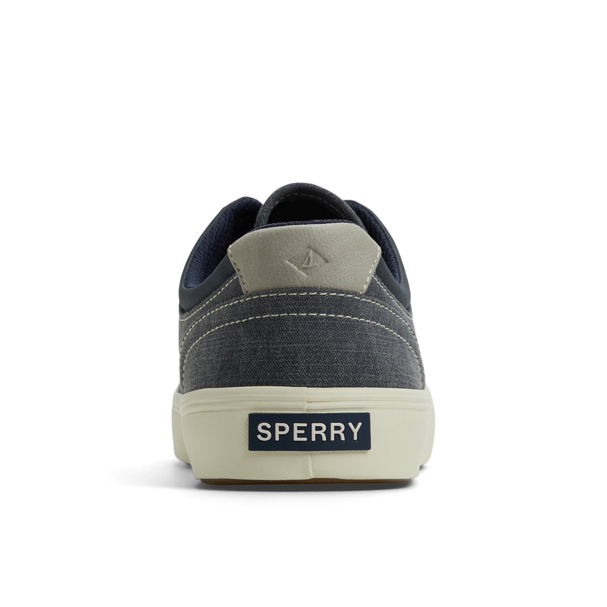 Three-quarter angle of Navy Moc Striper Sneakers Boat Shoe Sneaker's front side