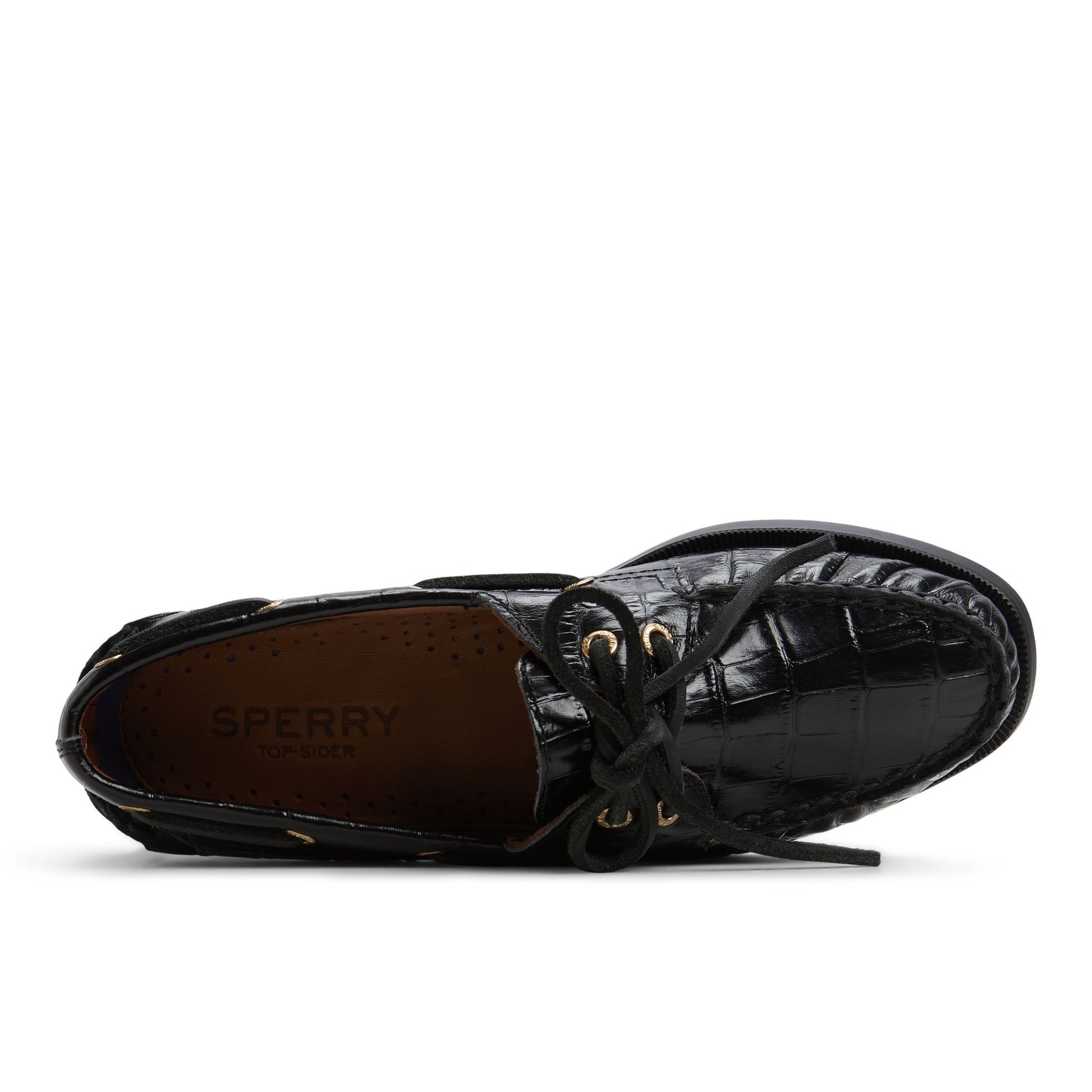 Top-down view of the Black Authentic Original™ 2 Eye Boat Shoe Boat Shoes