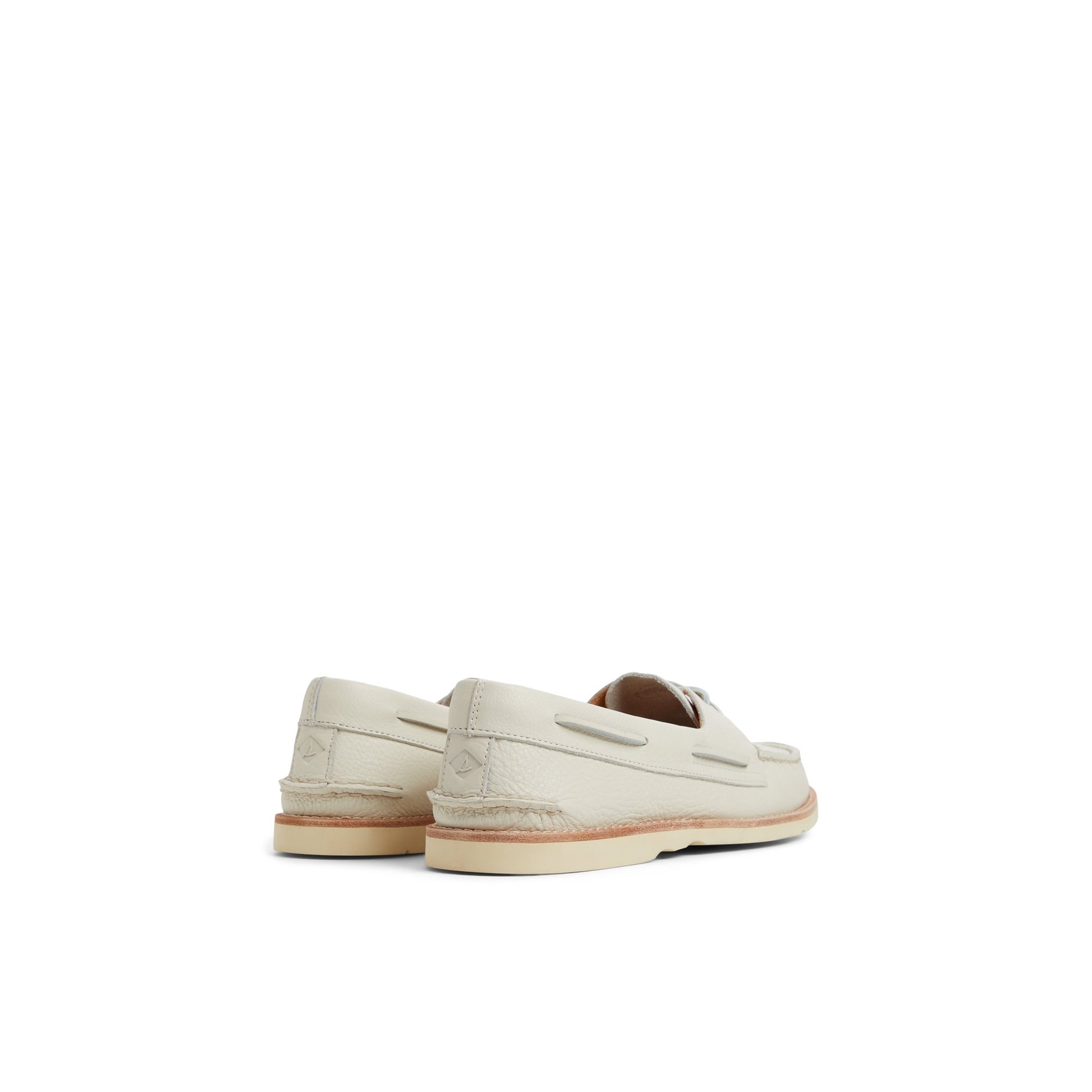 Three-quarter angle of Cream Authentic Original™ 2-Eye Ripple Boat Shoe Boat Shoe's front side