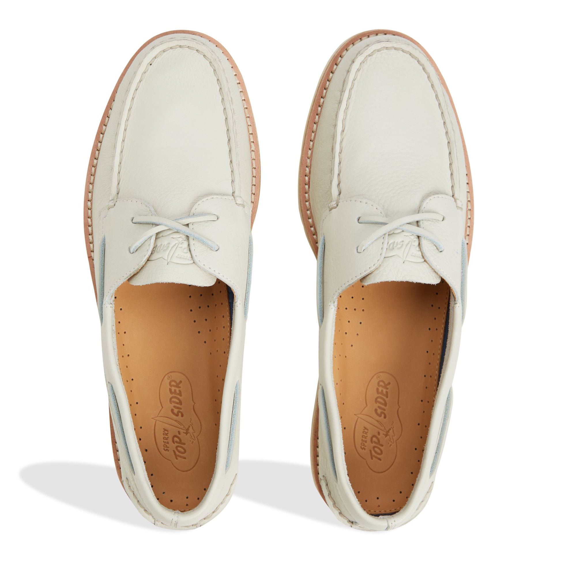 Top-down view of the Cream Authentic Original™ 2-Eye Ripple Boat Shoe Boat Shoe