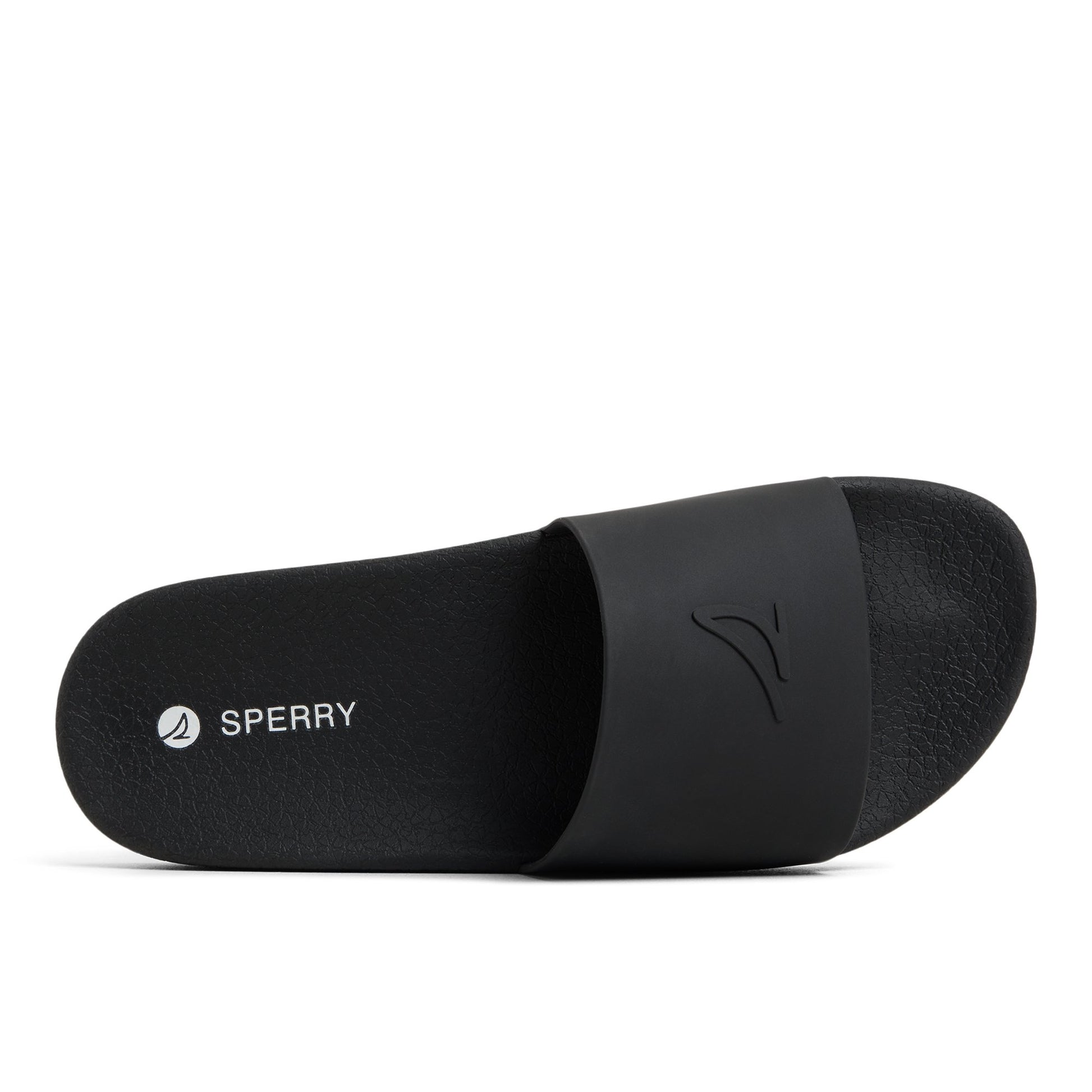 Top-down view of the Black Freeboard Sandals Slide Sandals