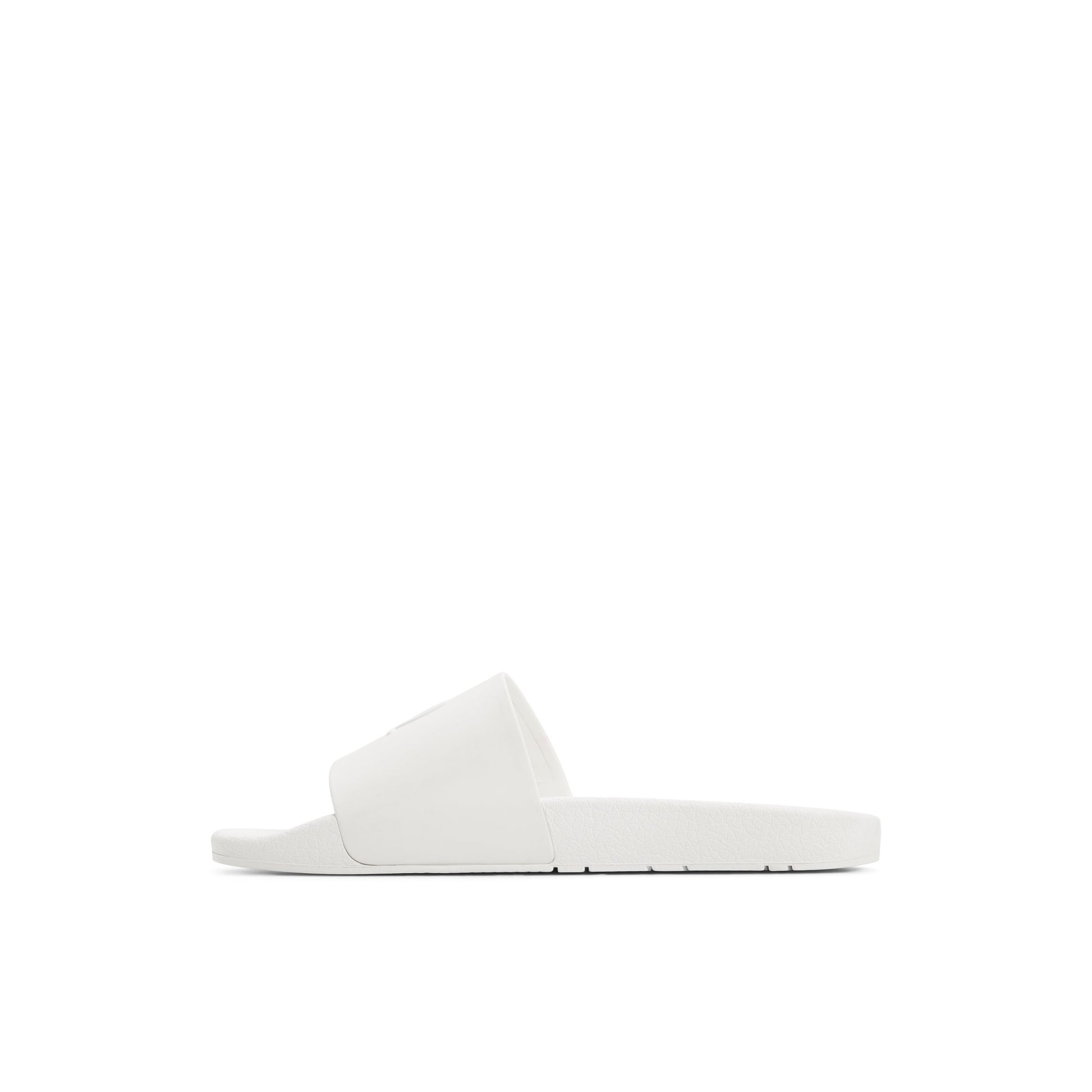 Three-quarter angle of White Freeboard Sandals Slide Sandals's back side