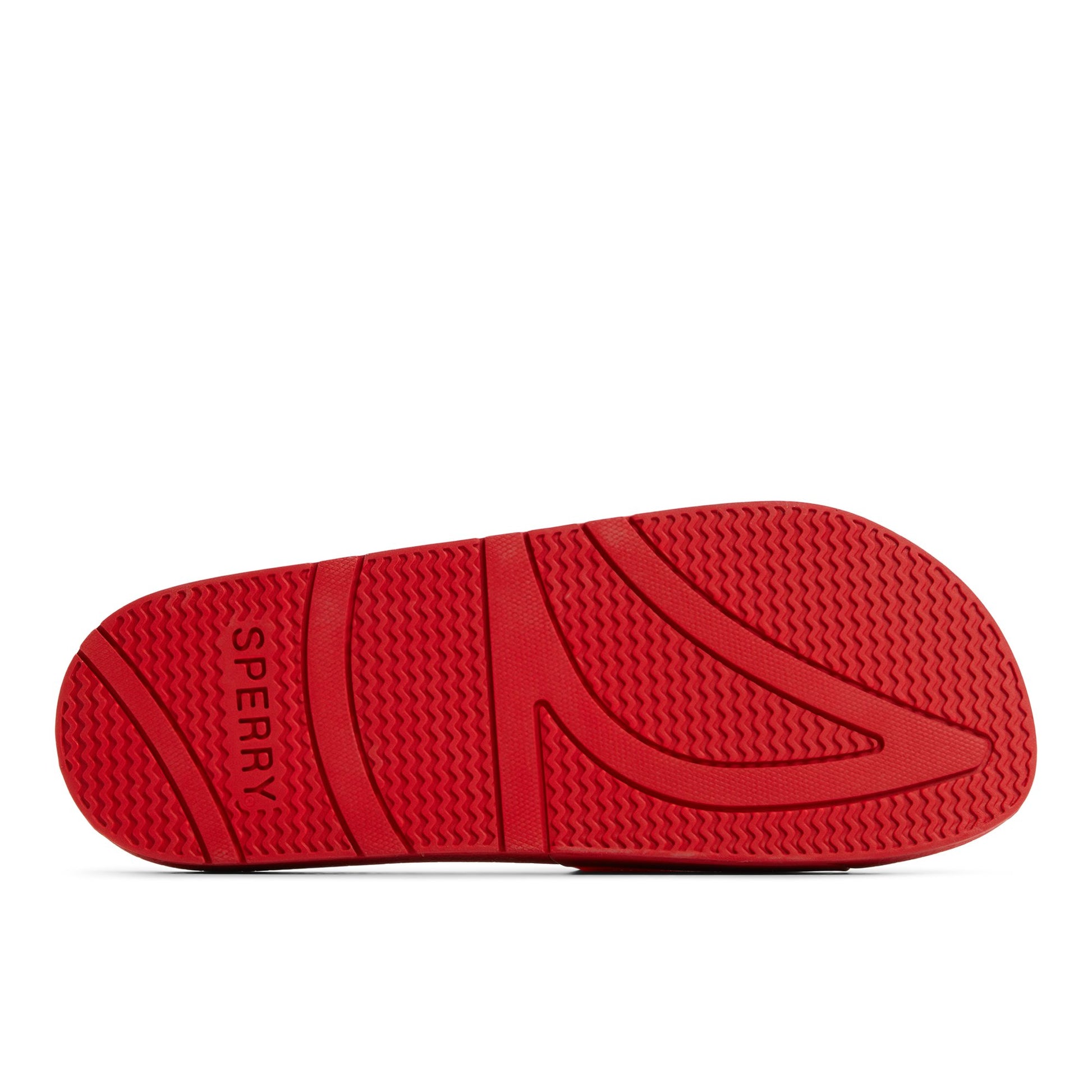 Close-up of the Red Freeboard Sandals Slide Sandals
