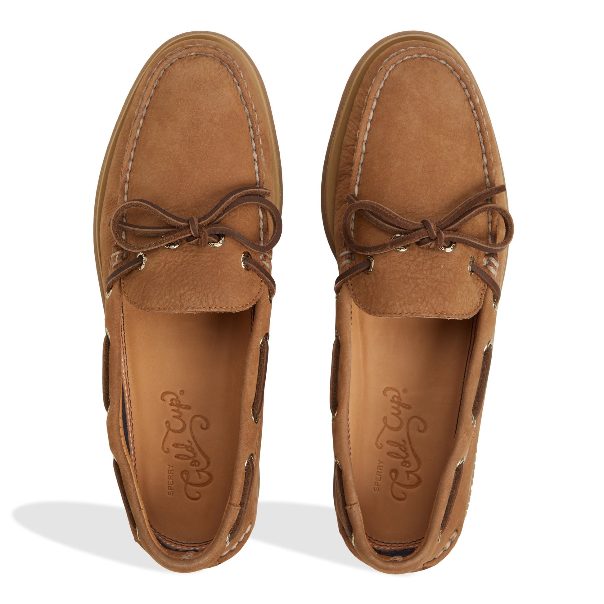 Top-down view of the Light Brown Gold Cup™ Authentic Original™ 1 Eye Boat Shoe Boat Shoe