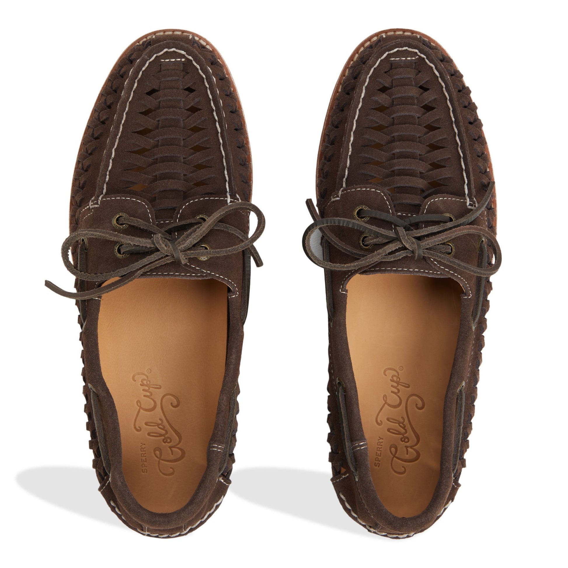Top-down view of the Other brown Gold Cup™ Authentic Original™ 2-Eye Woven Boat Shoe Boat Shoes