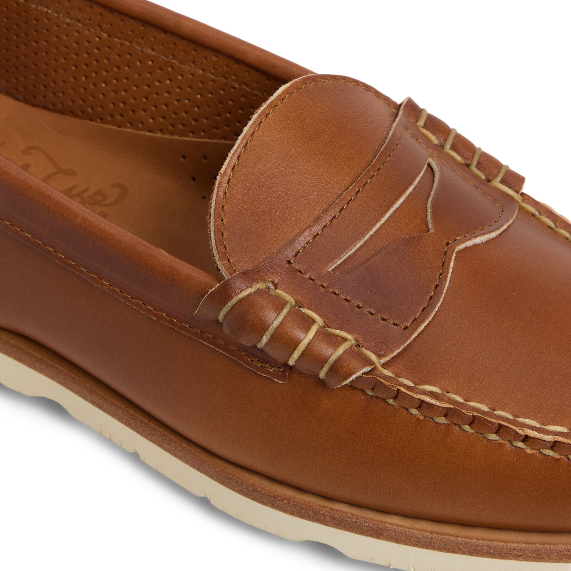 View of Tan Made in Maine Vibram Penny Loafer Penny Loafer's sole