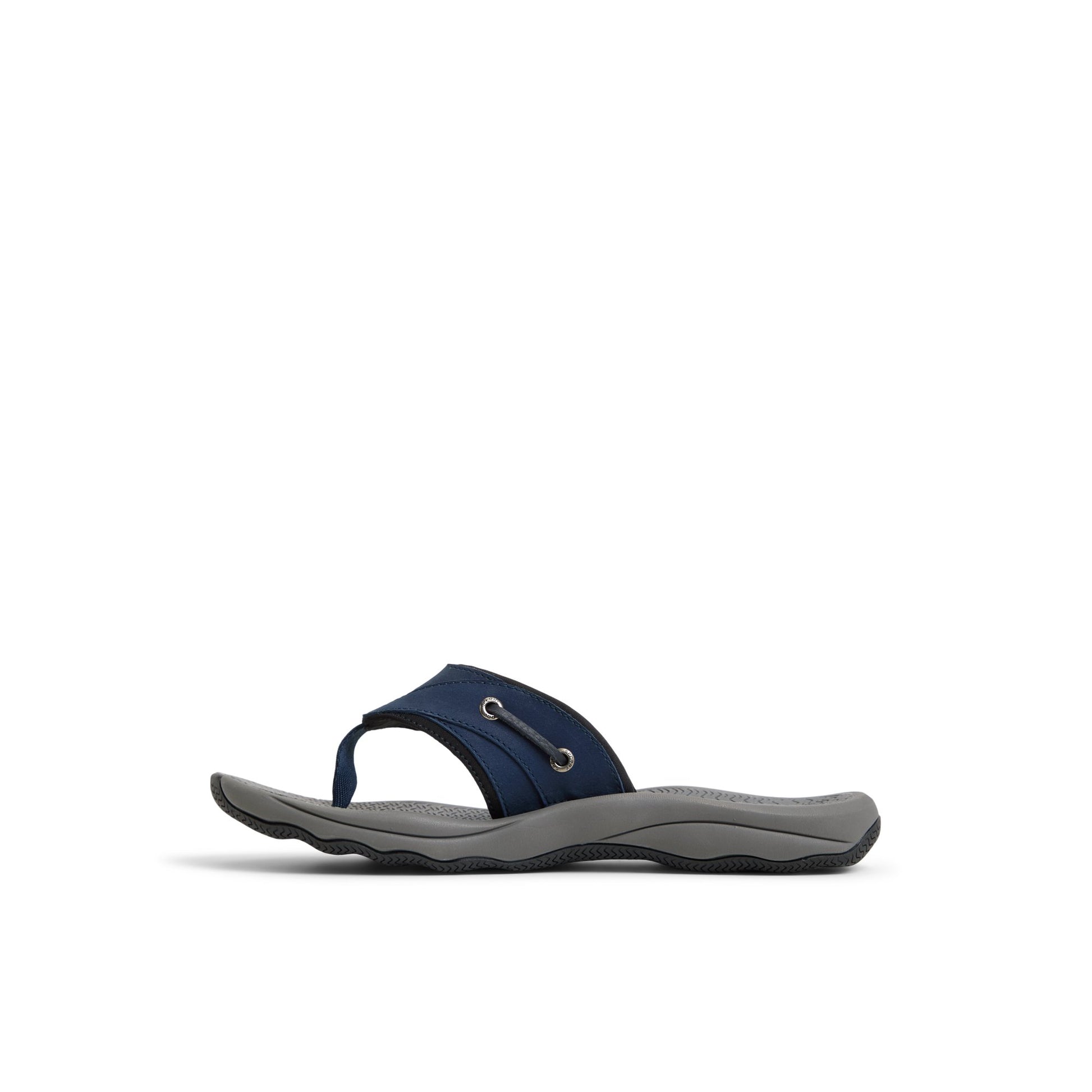 Three-quarter angle of Navy Outerbanks Flip-Flop Sandals Flip Flop Thong Sandals's back side