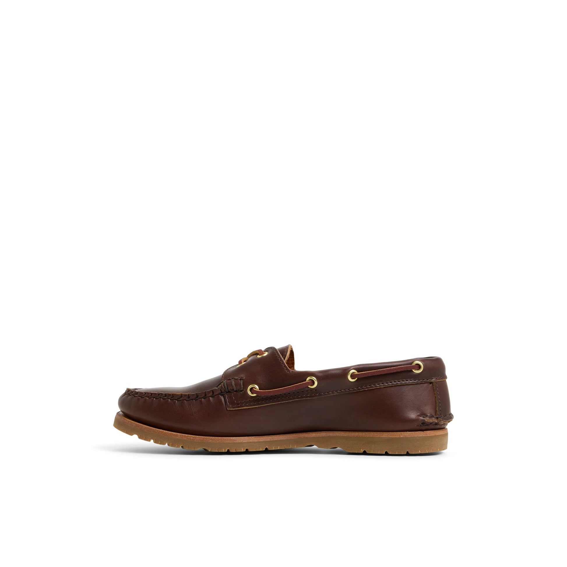 Three-quarter angle of Brown Authentic Original™ Made in Maine 2-Eye Boat Shoe Boat Shoes's back side