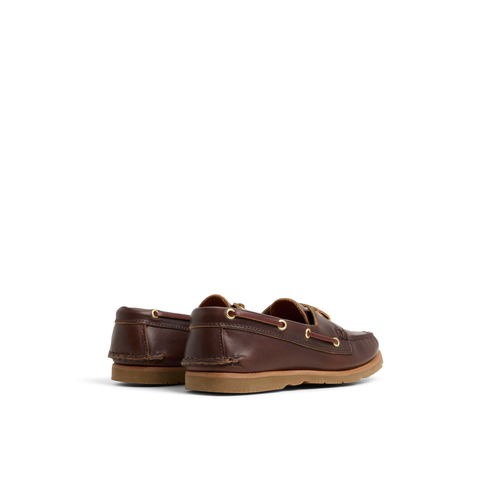 Three-quarter angle of Brown Authentic Original™ Made in Maine 2-Eye Boat Shoe Boat Shoes's front side