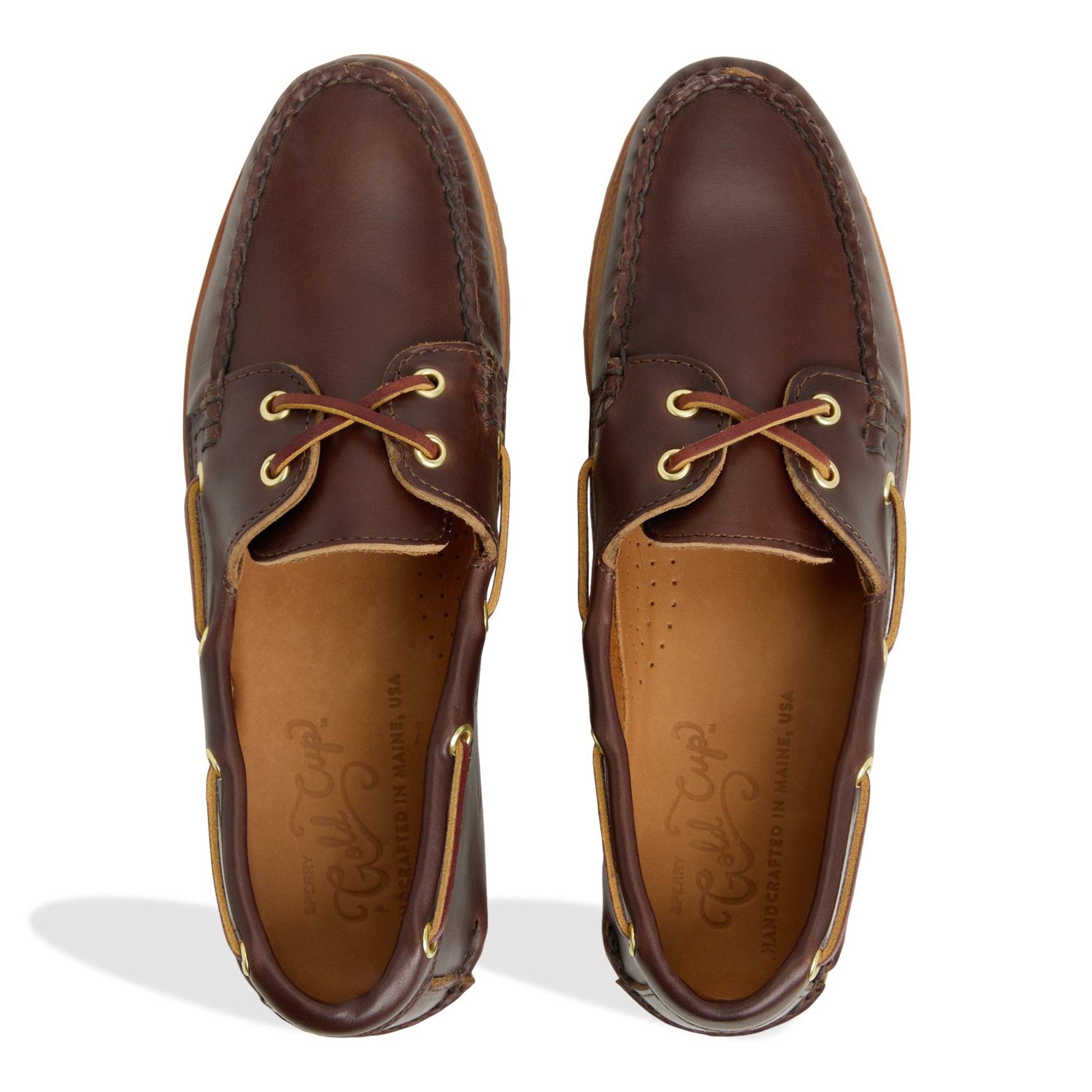 Top-down view of the Brown Authentic Original™ Made in Maine 2-Eye Boat Shoe Boat Shoes