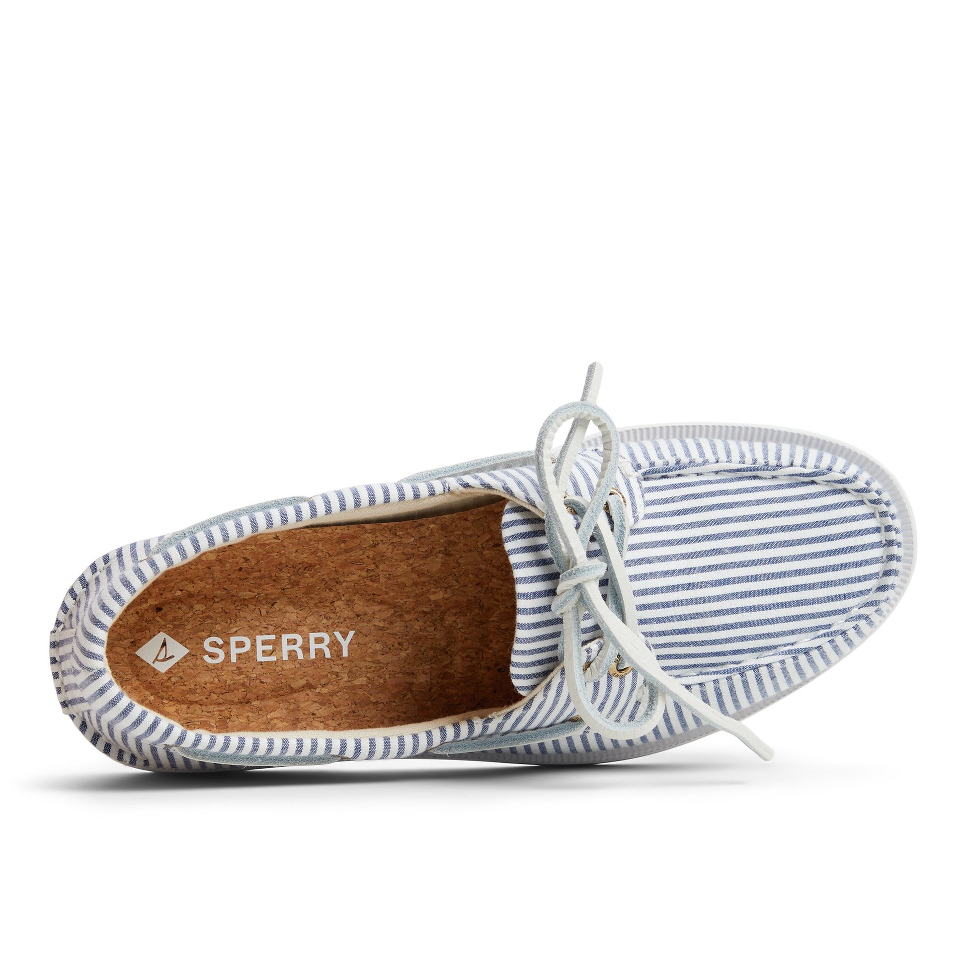 Top-down view of the White/Navy Authentic Original™ 2 Eye Lite Boat Shoe Boat Shoes