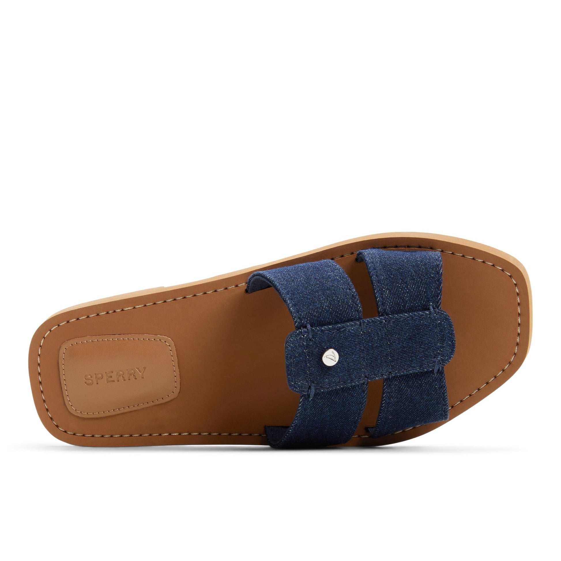 Top-down view of the Denim Tilly Slide Sandal Slide Sandals