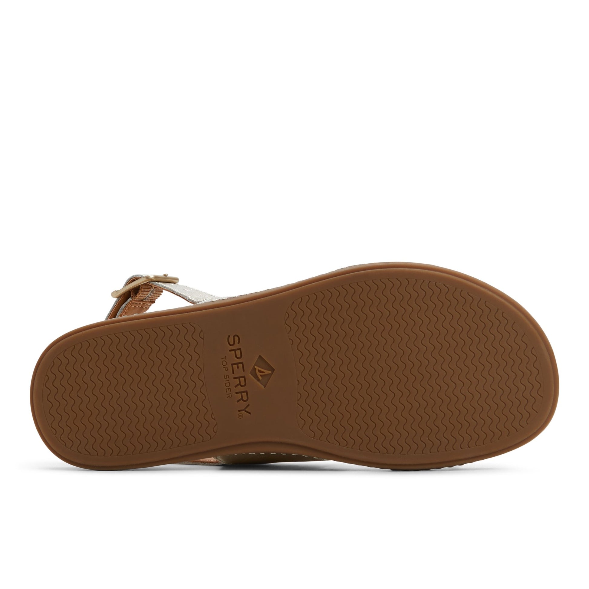 Close-up of the Gold Waveside Backstrap Sandal Slide Sandals