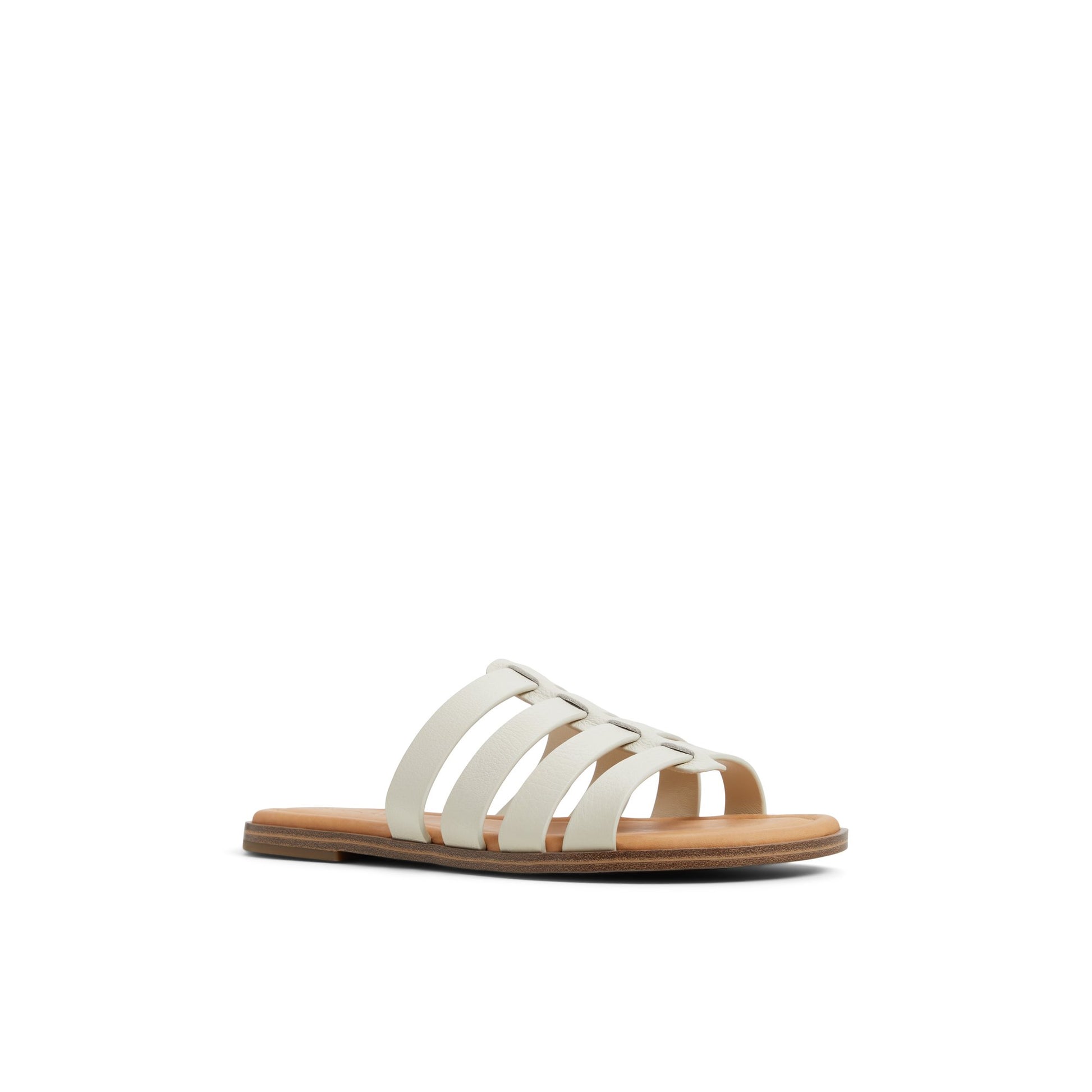 Side view of Cream Riva Slide Sandals Slide Sandals