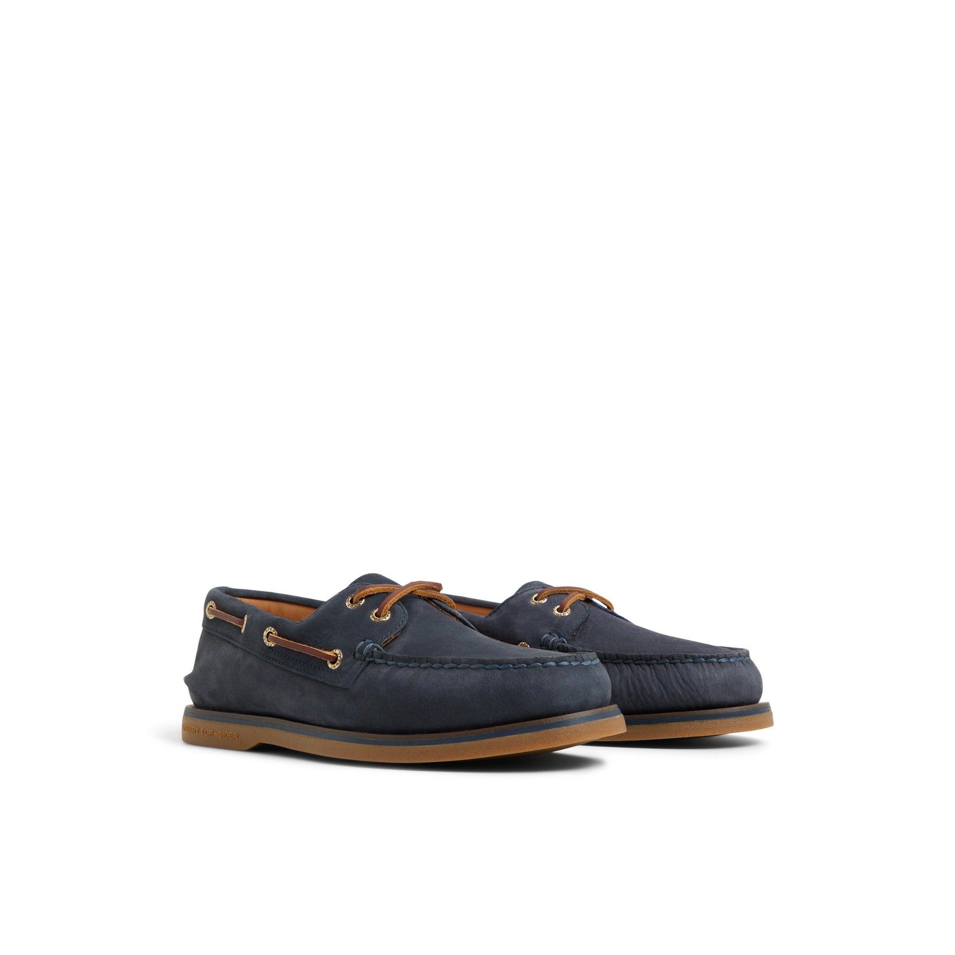 Side view of Navy Gold Cup™ Authentic Original™ 2-Eye Boat Shoe Boat Shoe