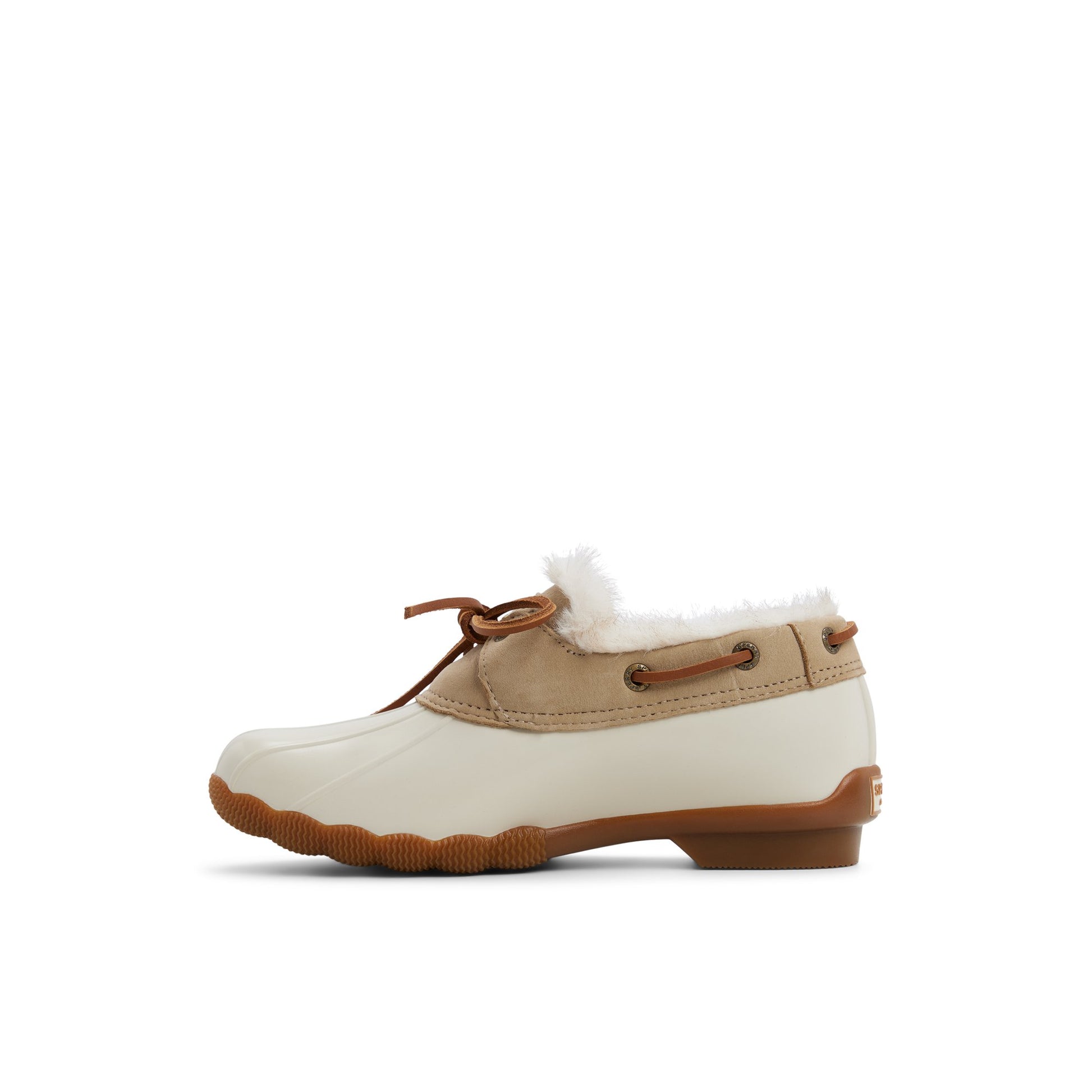 Three-quarter angle of Cream Saltwater™ 1 Eye Duck Shoe Duck Boots's back side