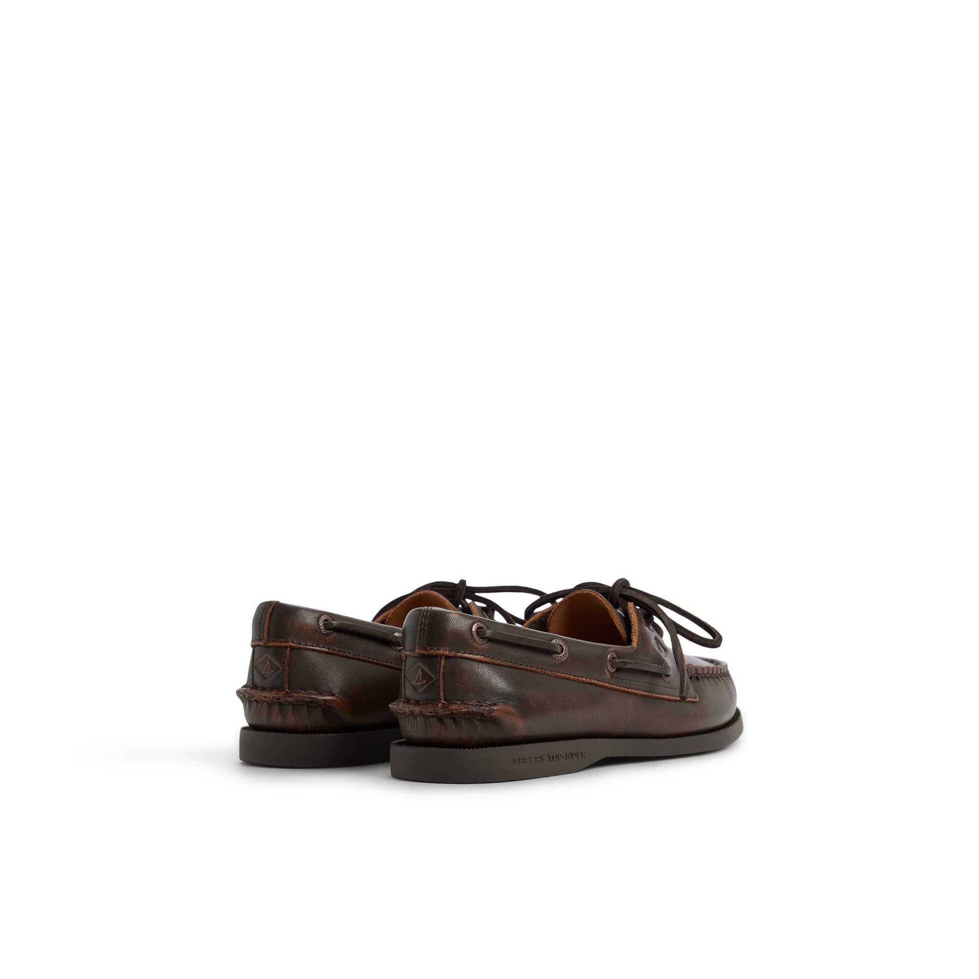 Three-quarter angle of Dark brown Sperry x Aritzia Authentic Original™ 2-Eye Boat Shoe Boat Shoe's front side