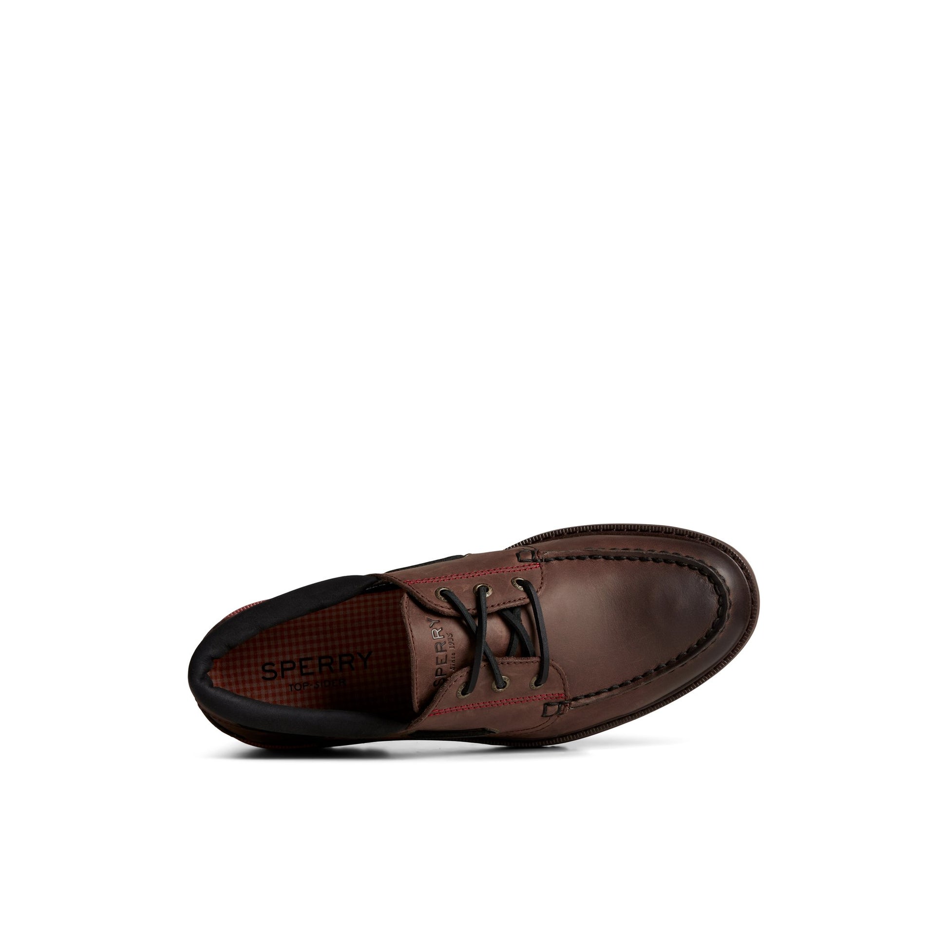 Top-down view of the Brown Authentic Original™ Unlined Lug 3-Eye Boat Shoe Boat Shoes