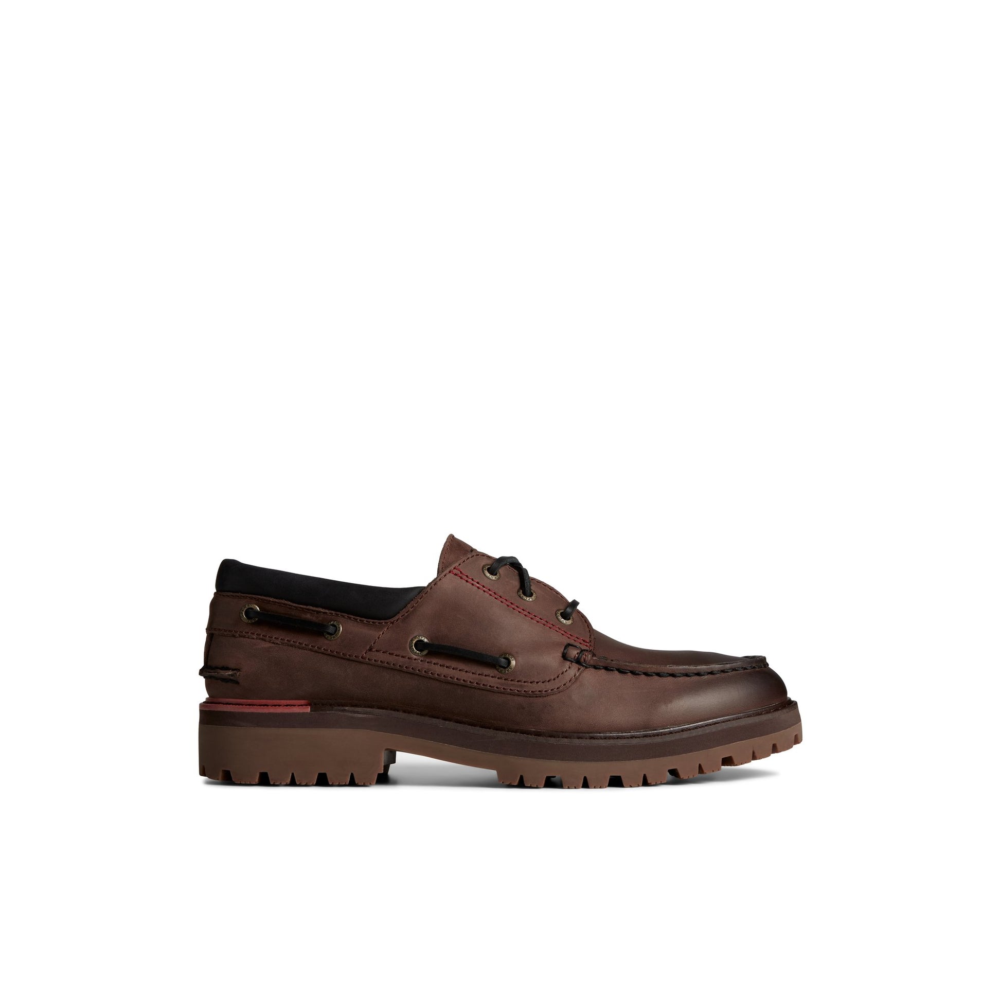 Main View of Brown Authentic Original™ Unlined Lug 3-Eye Boat Shoe Boat Shoes for Mens