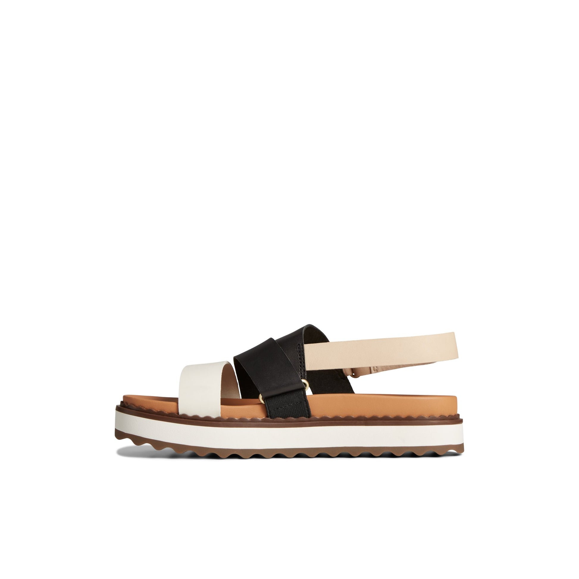 Side view of Brown Primary - Multi Cami Flatform Sandal Strappy Flatform Sandals