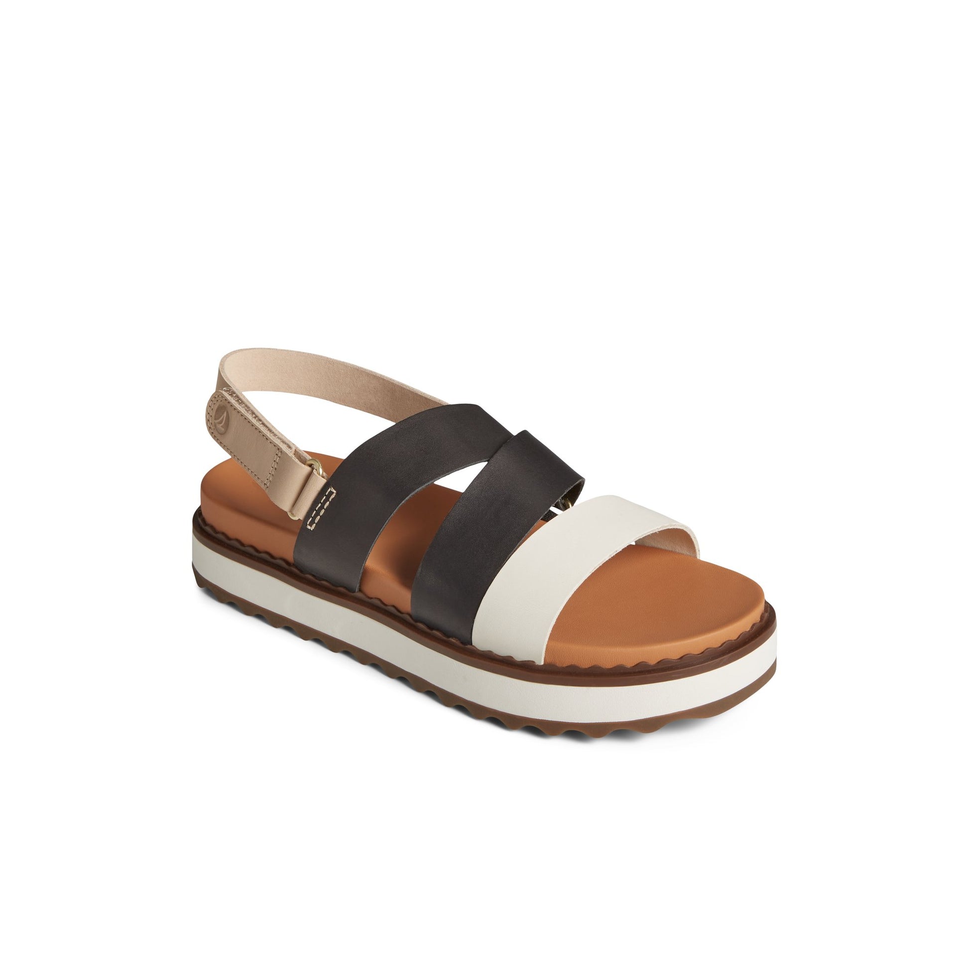 Three-quarter angle of Brown Primary - Multi Cami Flatform Sandal Strappy Flatform Sandals's front side