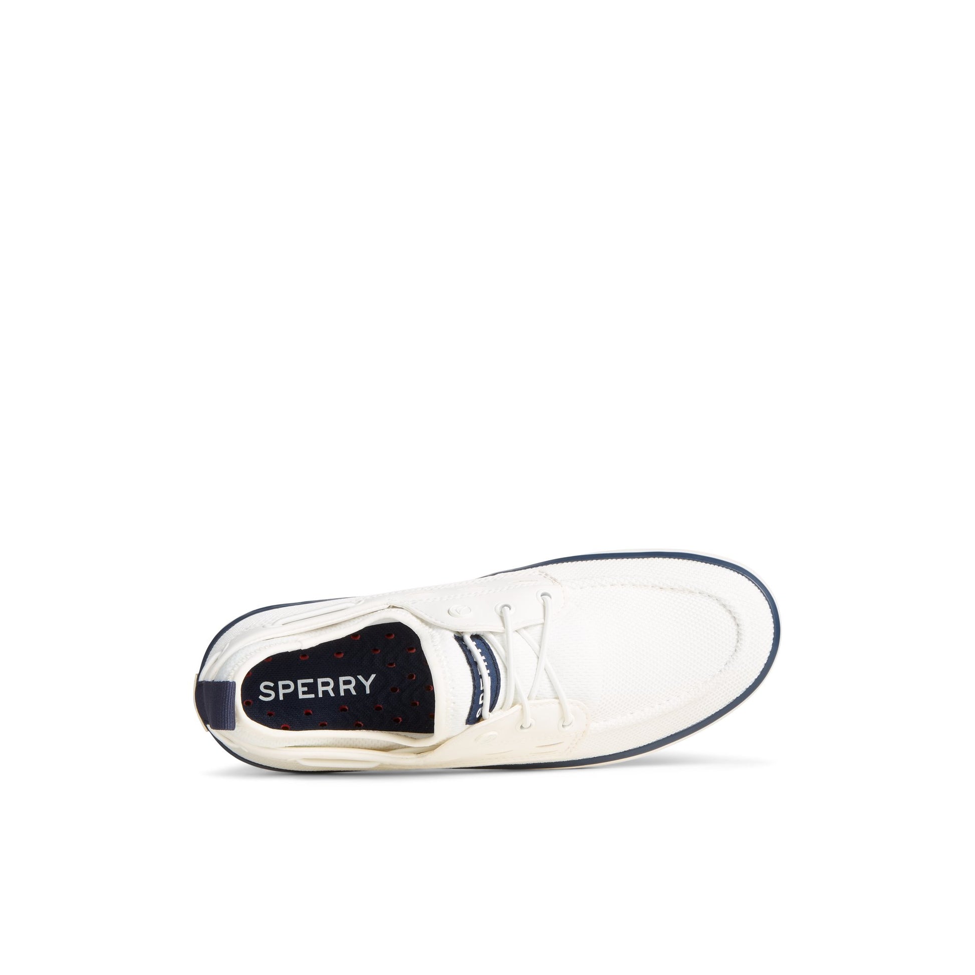 Top-down view of the White SeaCycled™ Fairlead Boat Sneaker Vulcanized Sneaker