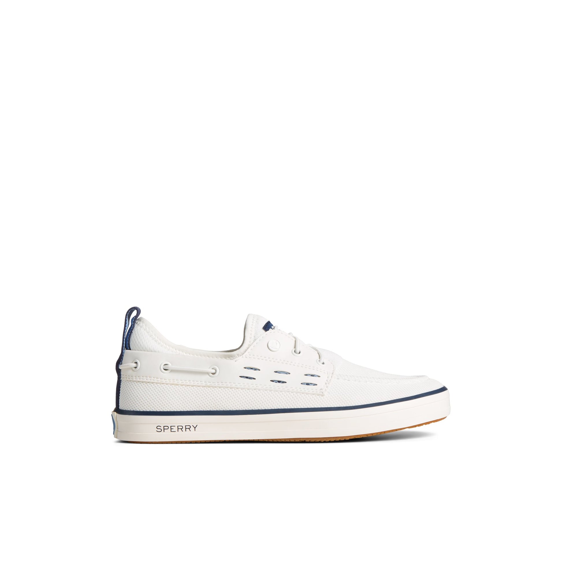 Main View of White SeaCycled™ Fairlead Boat Sneaker Vulcanized Sneaker for Womens