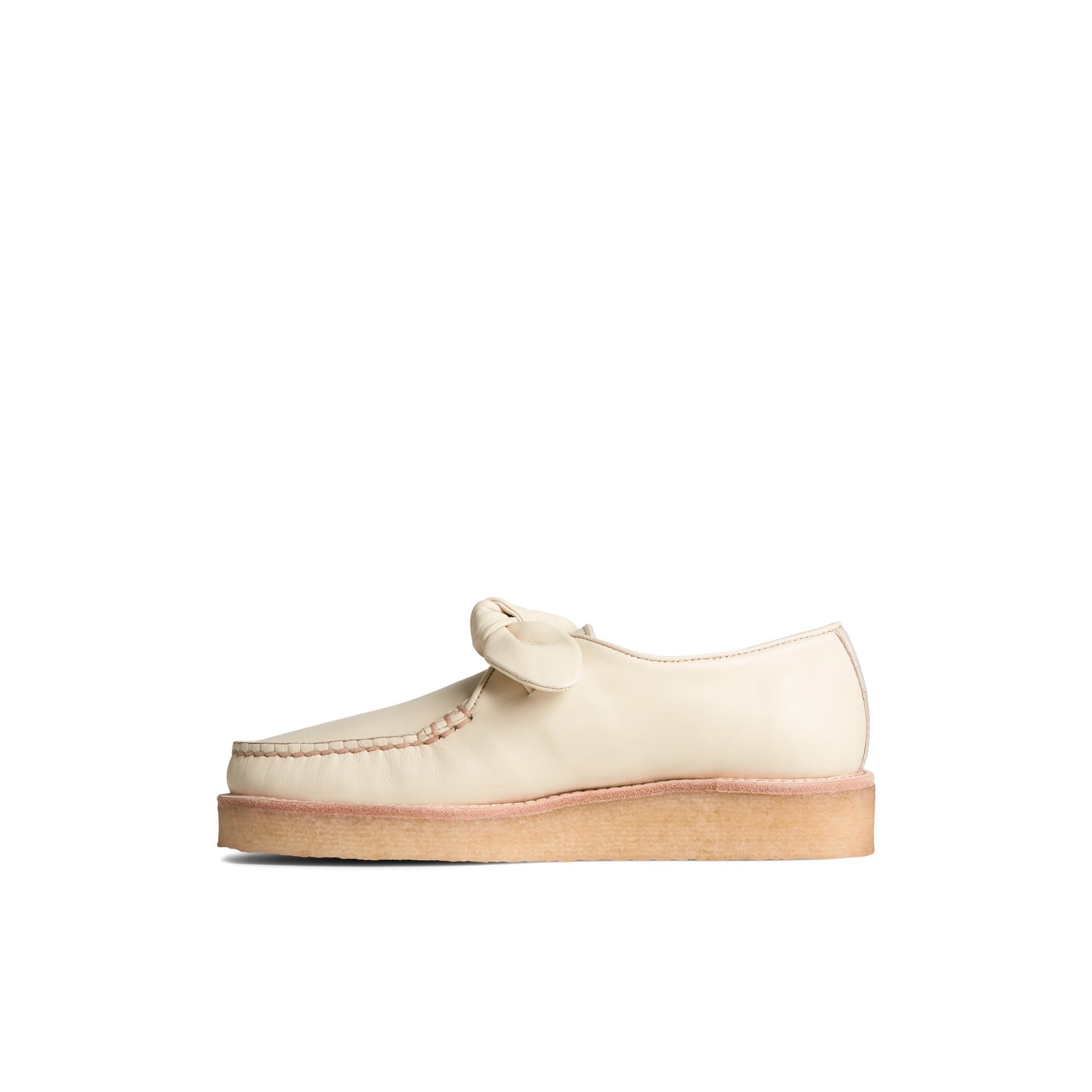 Side view of Bone Captain's Crepe Bow Oxford Captain's Bow Loafer