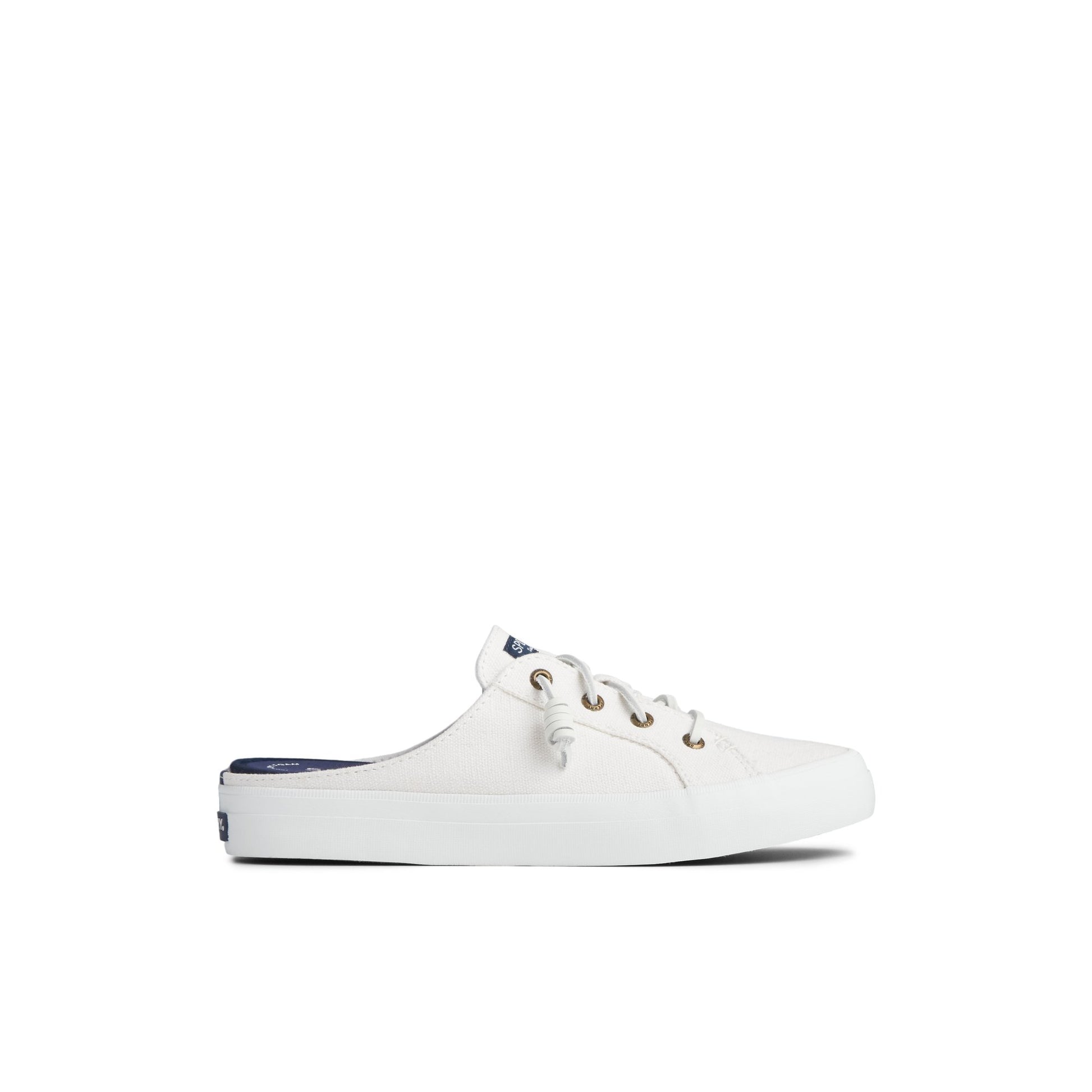 Main View of White Crest Vibe Mule Sneaker Vulcanized Sneaker Mule for Womens