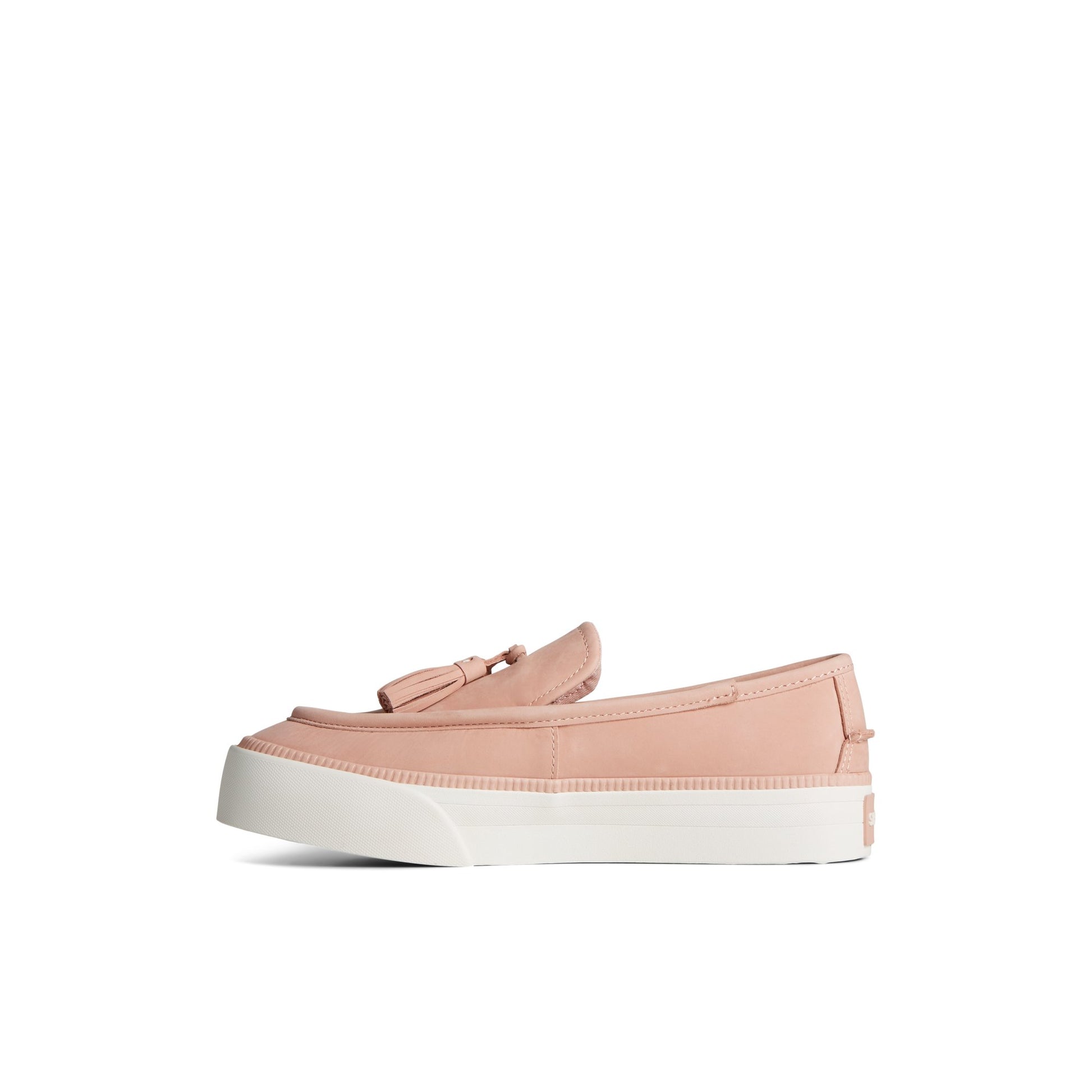 Side view of Medium Pink Sea Sailor Platform Sneaker Vulcanized Tassel Loafer Sneaker
