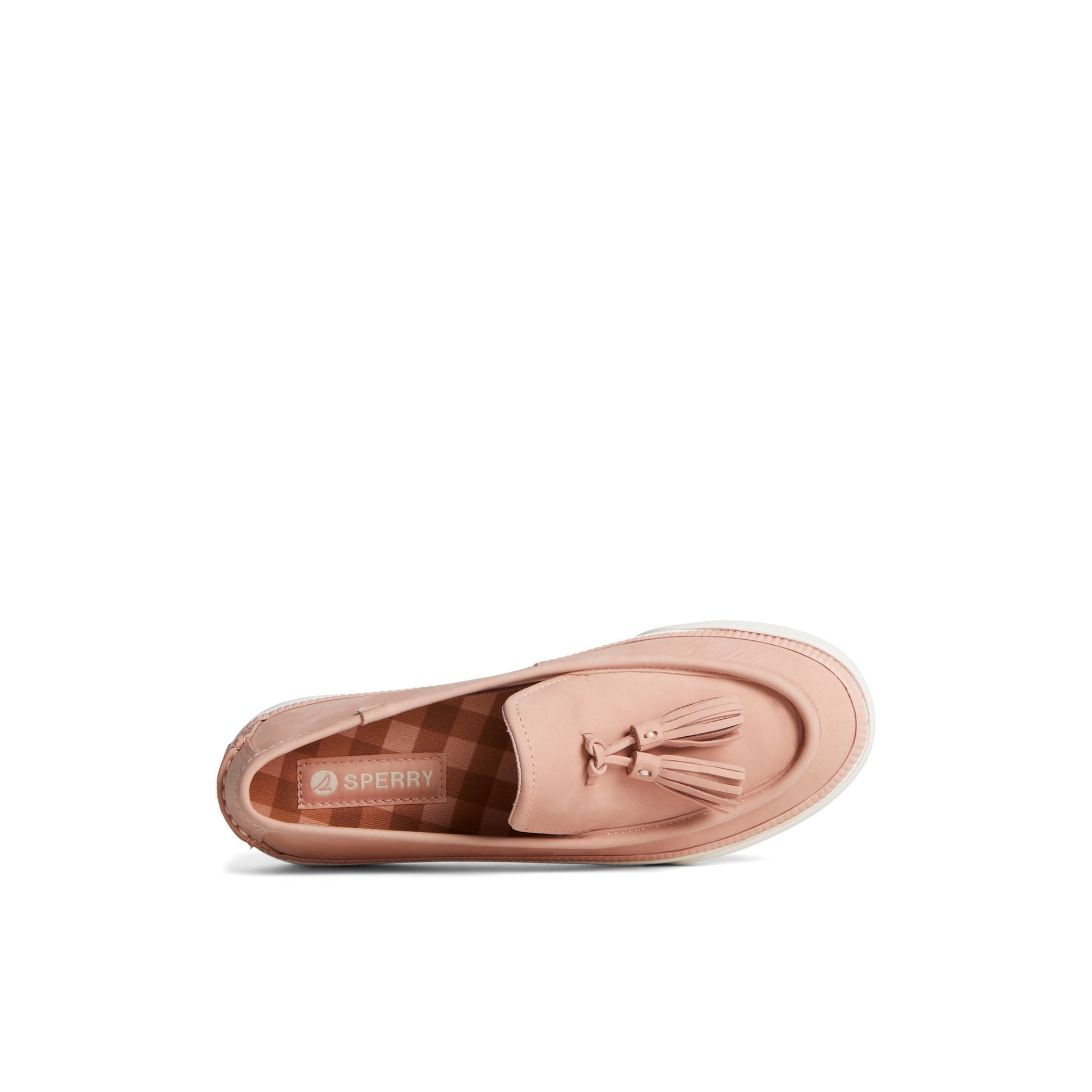 Top-down view of the Medium Pink Sea Sailor Platform Sneaker Vulcanized Tassel Loafer Sneaker