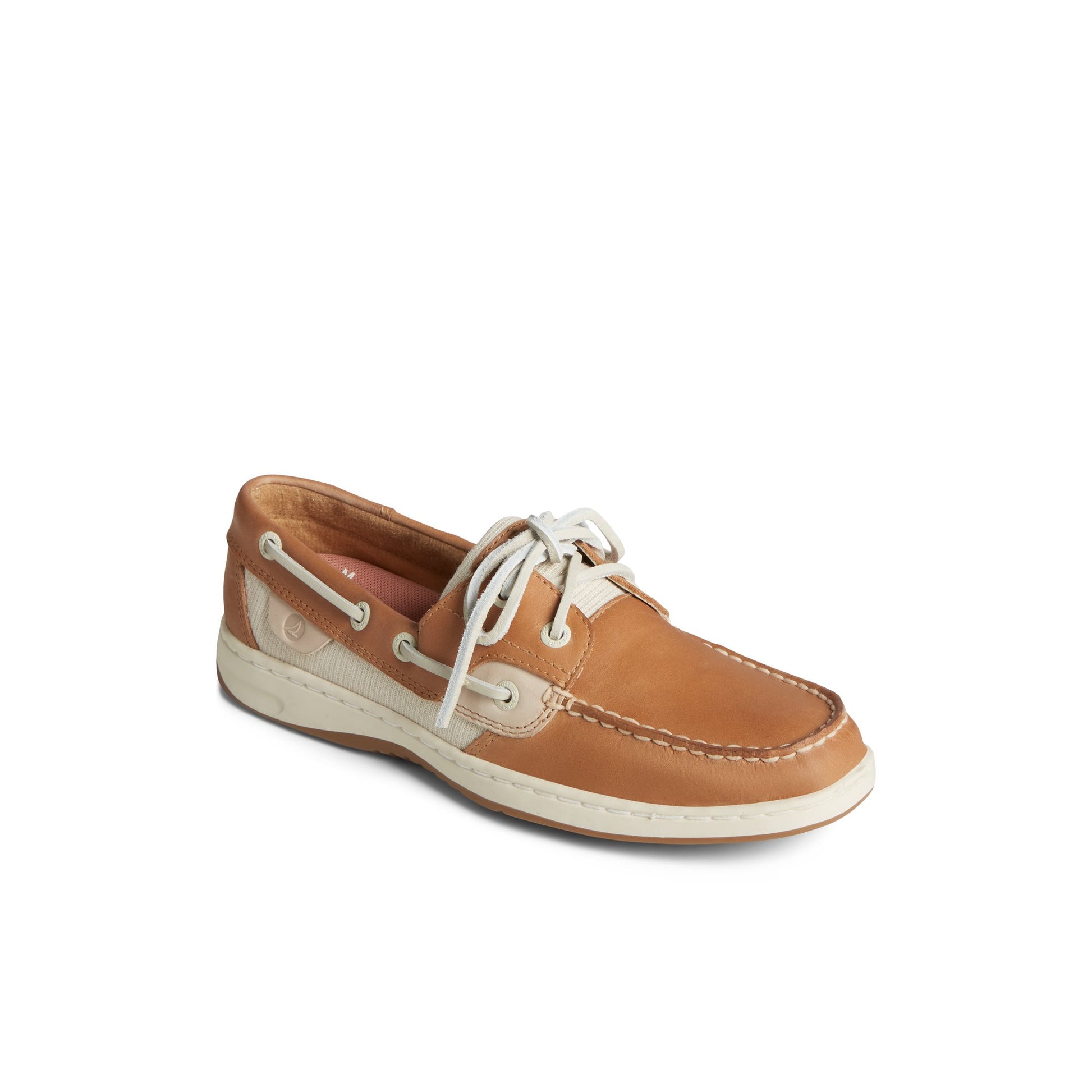 Three-quarter angle of Natural Bluefish Metallic Boat Shoe Boat Shoes's front side