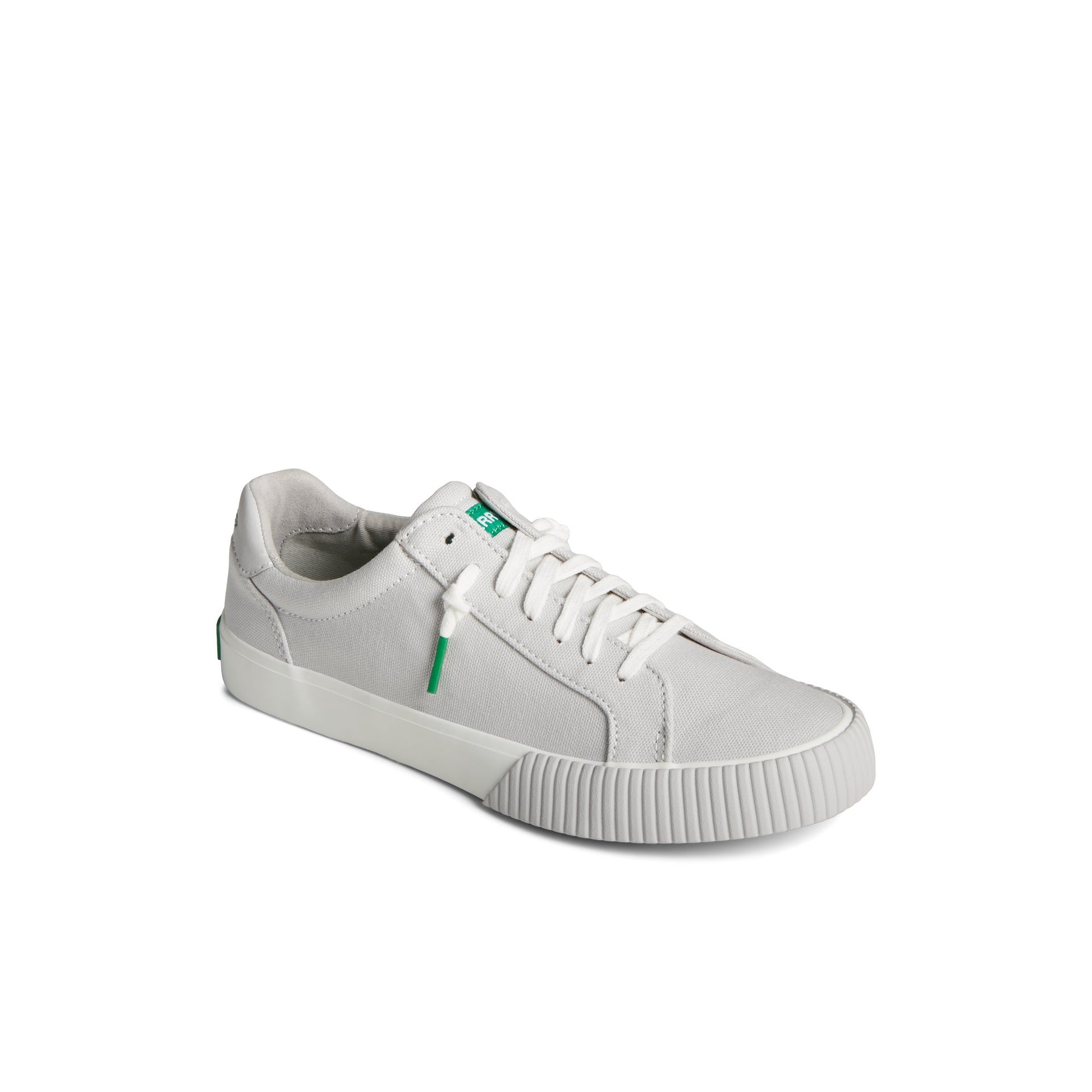 Three-quarter angle of Grey Bermuda SeaCycled™ Canvas Sneaker Vulcanized Sneaker's front side