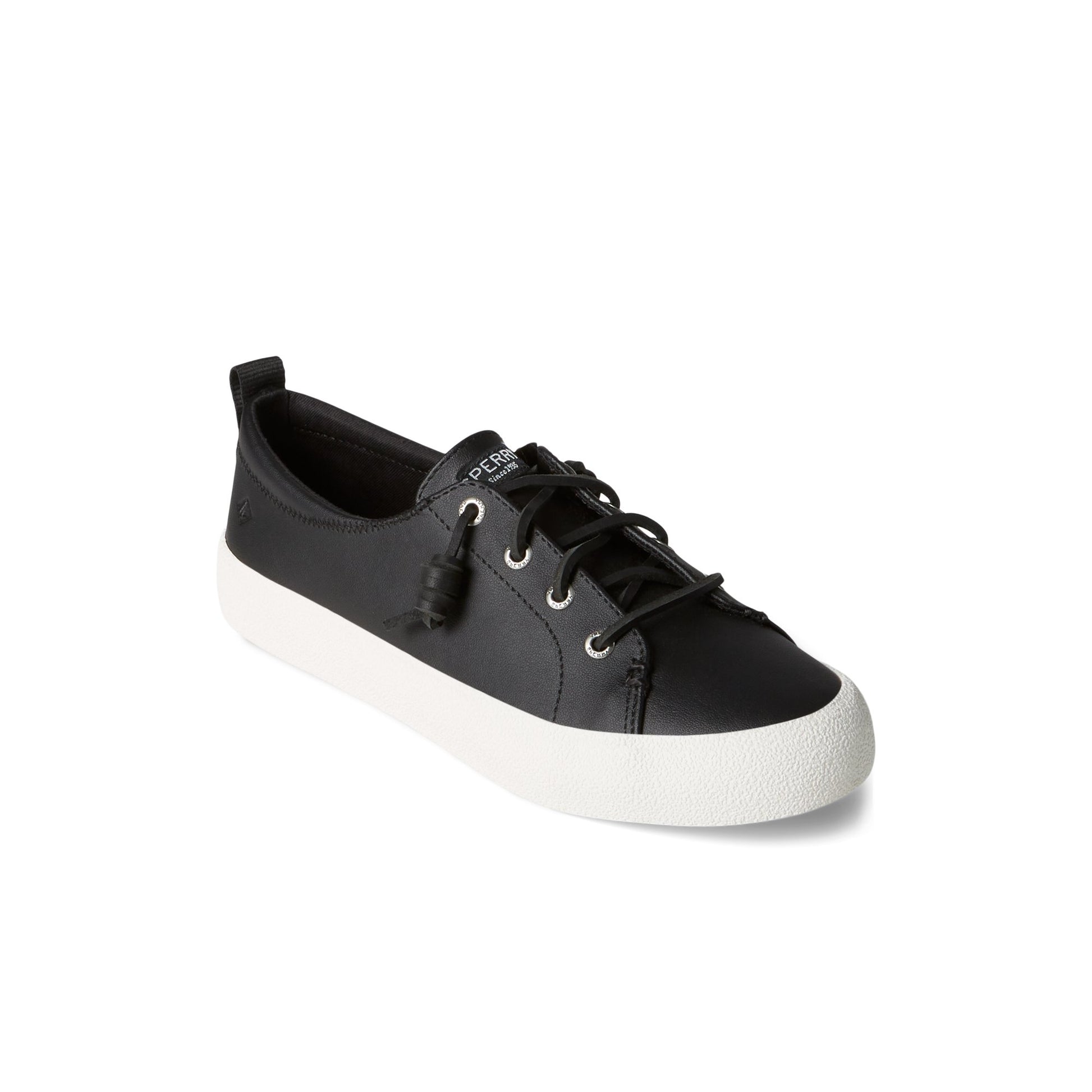 Three-quarter angle of Black Crest Vibe Sneaker Vulcanized Sneaker's front side