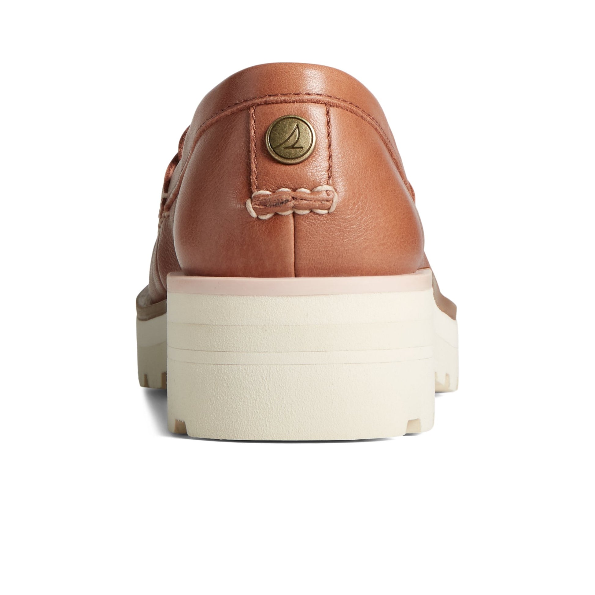 Close-up of the Medium Beige Chunky Lug Penny Loafer Loafer Moccasin Casual Shoes