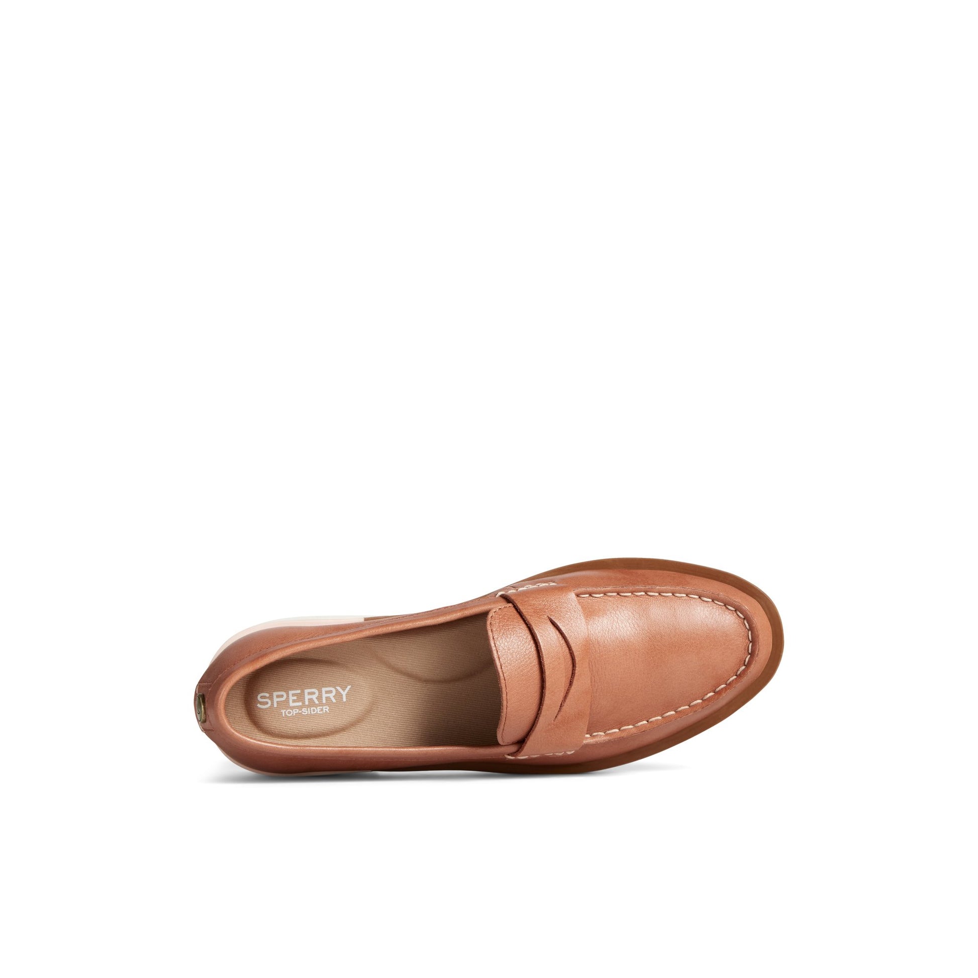 Top-down view of the Medium Beige Chunky Lug Penny Loafer Loafer Moccasin Casual Shoes