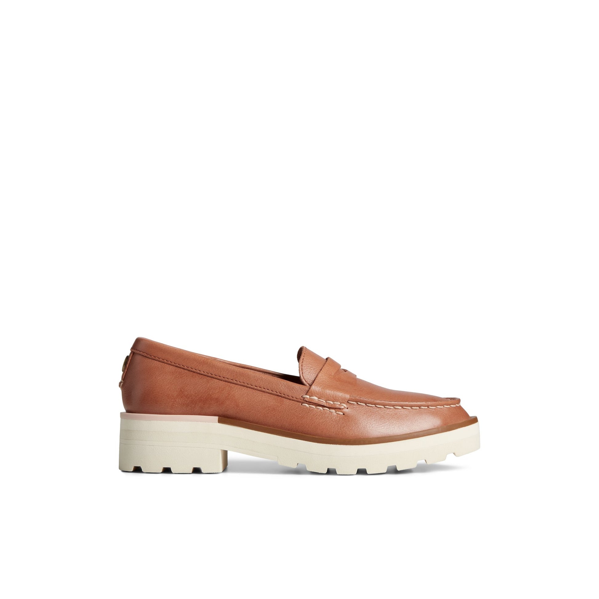 Main View of Medium Beige Chunky Lug Penny Loafer Loafer Moccasin Casual Shoes for Womens